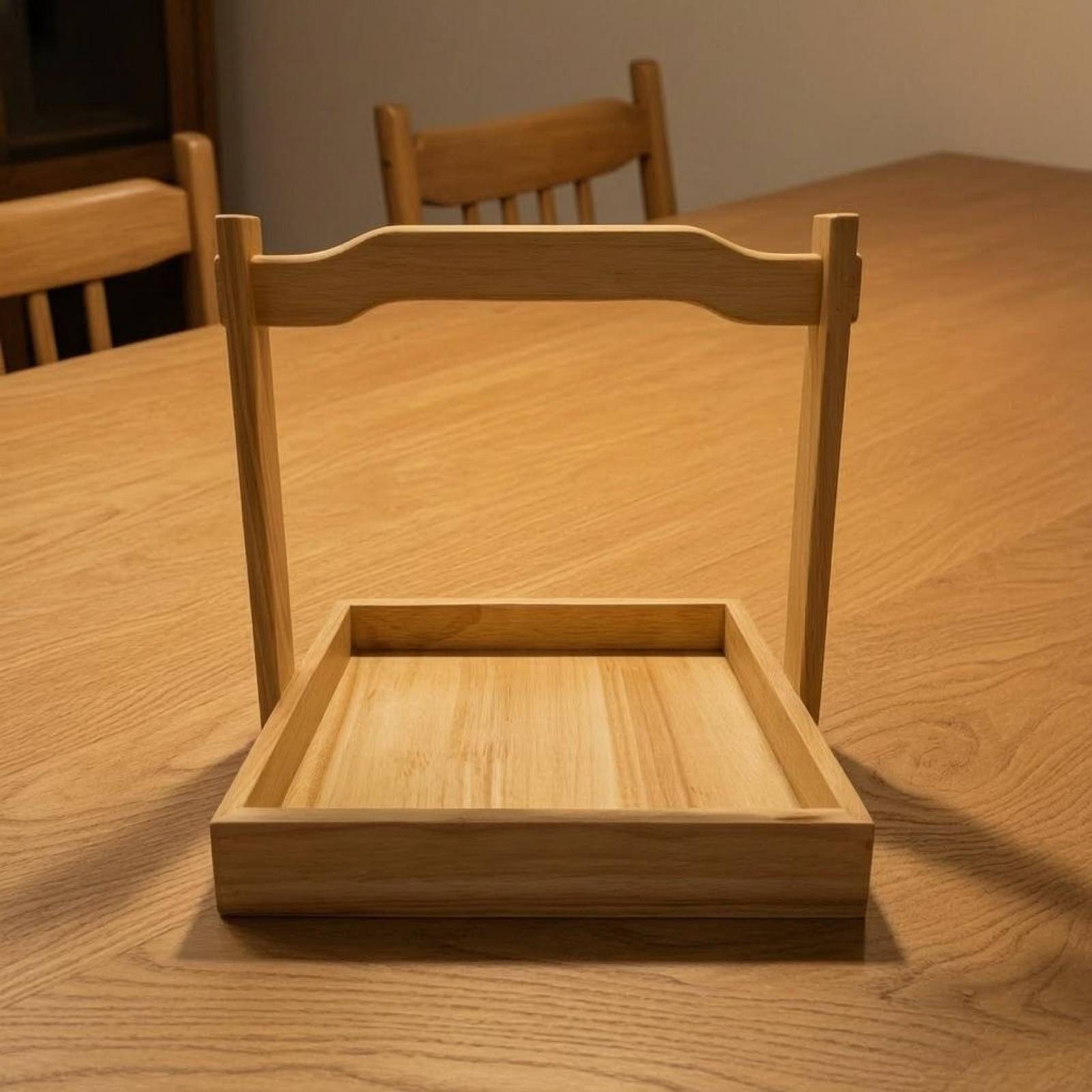 Wooden Hand-Carry Tray Single-Tier Tableware Flat Bottom
