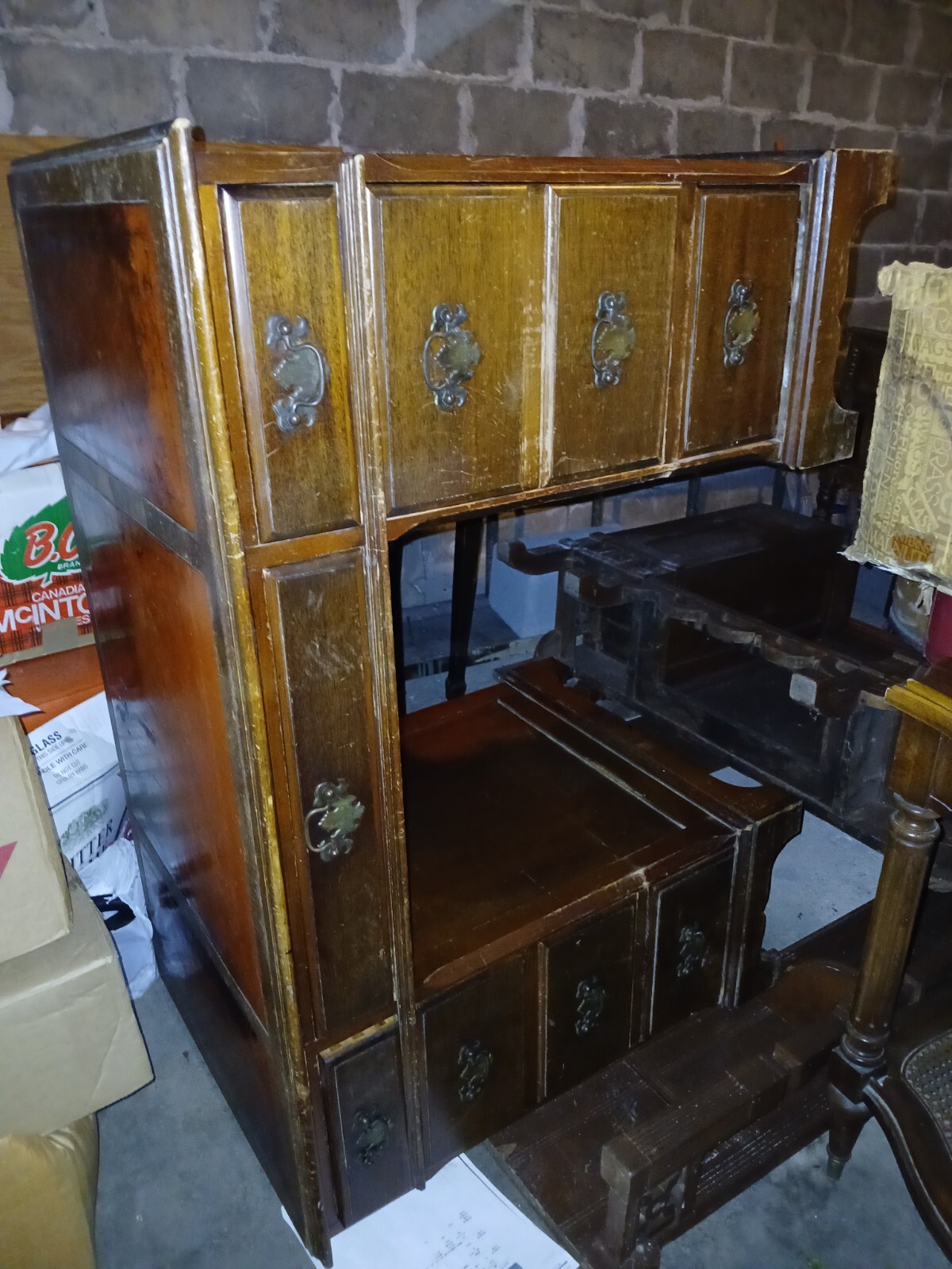 VTG 1950s Jamestown Maddox Mahogany Wood & Leather Kneehole Desk – 44”L 30”H