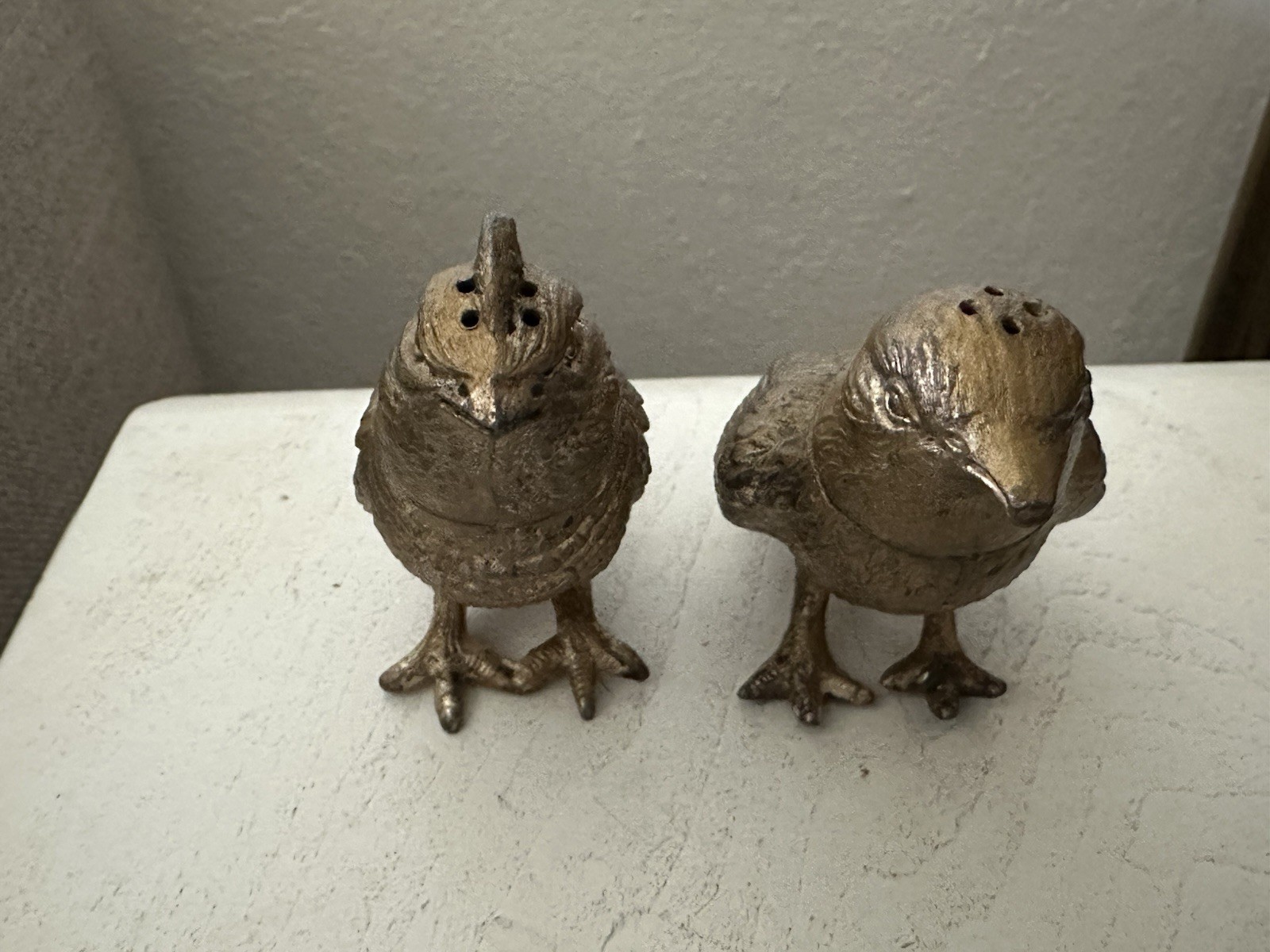 Vintage Metal Quail Salt And Pepper Shakers