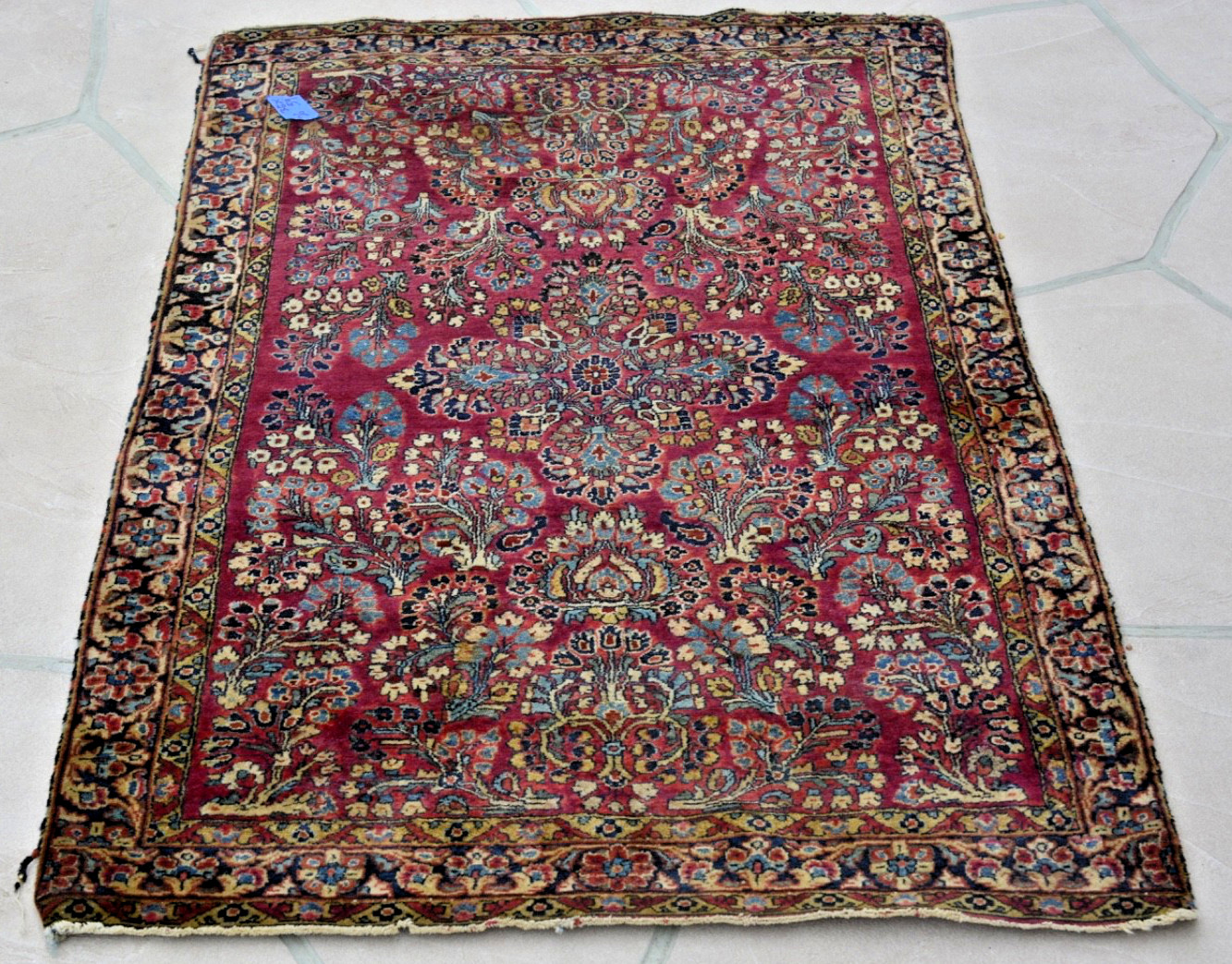 Antique Per’ Sian SAROUK ? Wool Rug 36″ X 59″ hand knotted 19th-20th Estate Ownd