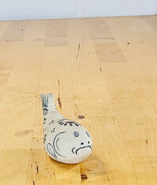 15th c. Vietnamese Blue & White Porcelain Puffer Fish Water Dropper Antique 3”