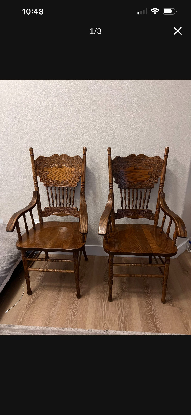 Vintage Costume Carved Red Tiger Oak Spindle Capitain Chair | Antique