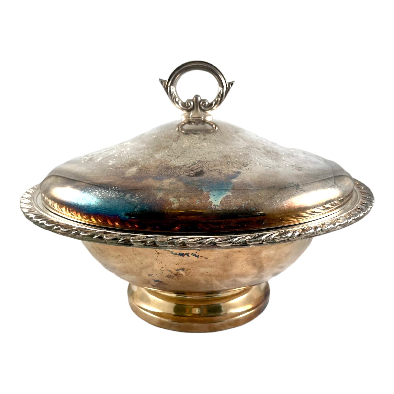 Vintage Wm A Rogers by Oneida Silver Plate 9.5in Pedestal Covered Dish