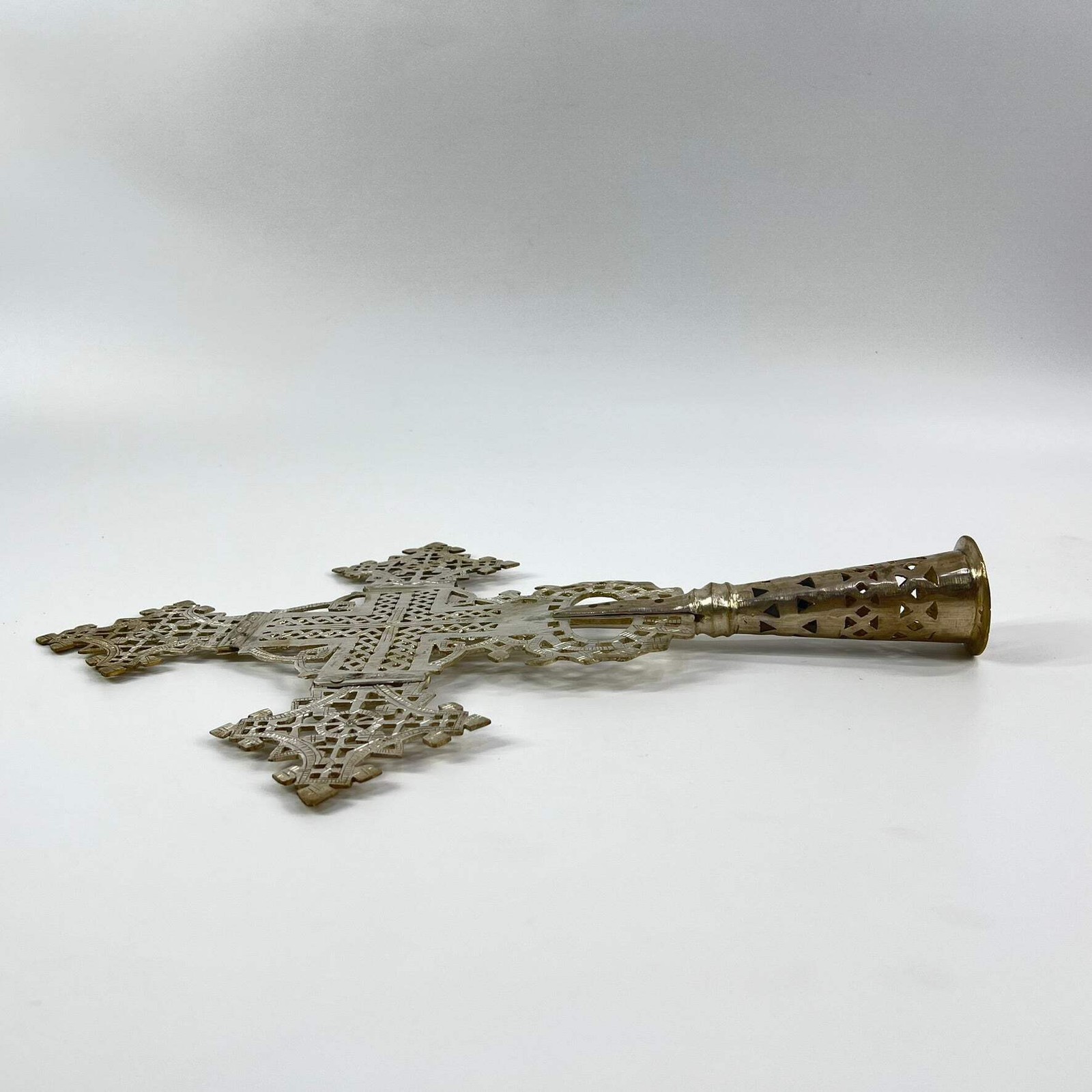 Silver Colored Coptic Processional Cross Ethiopia