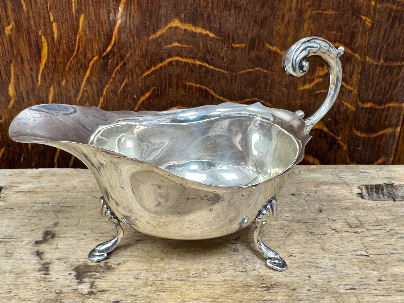 Lovely George II Style Hallmarked Silver Small Sauce Boat 70g MM Henderson 1936