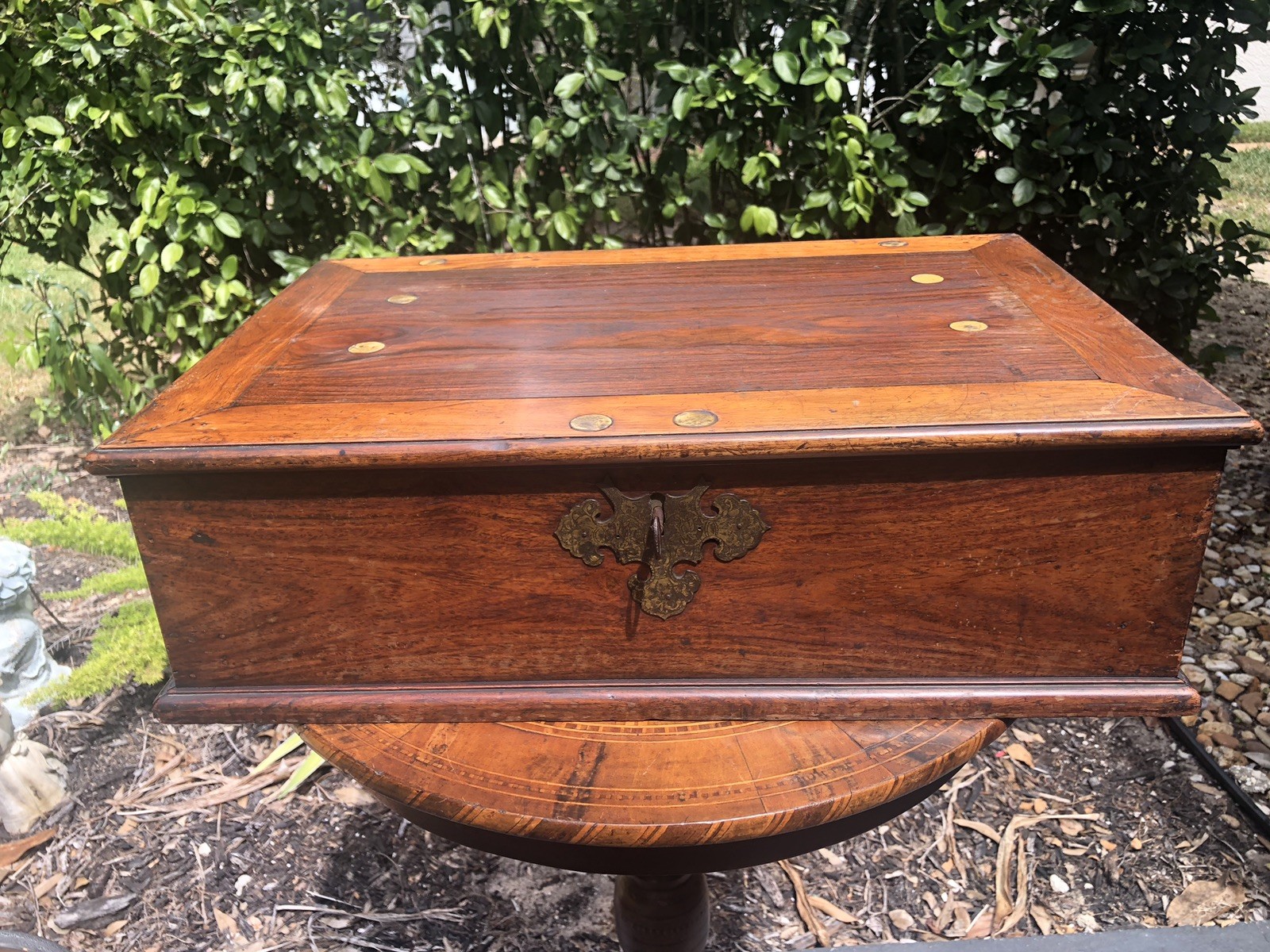 Antique C1840-1860 Mahogany Travel Document Box With Barrons Working Lock & Key