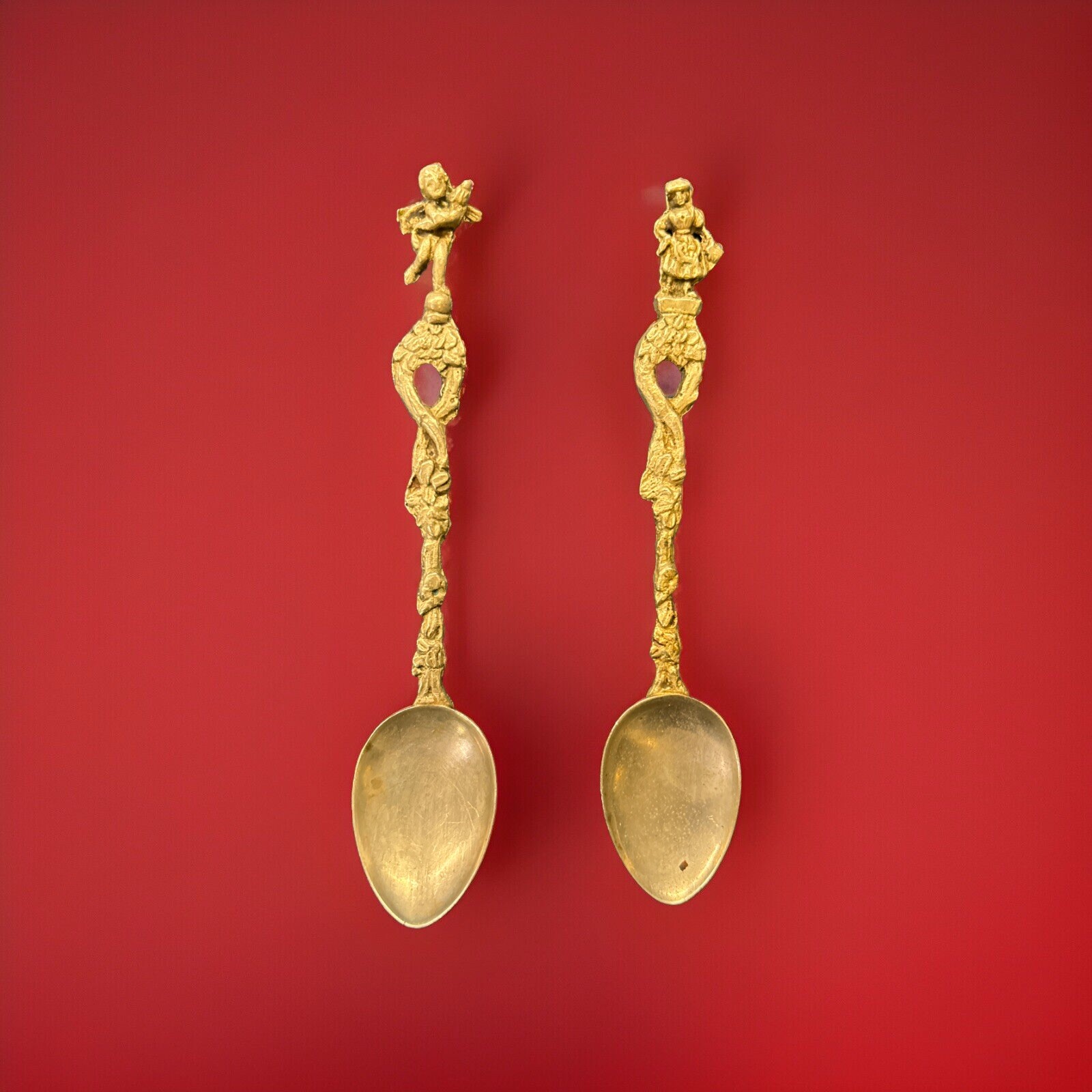 EXQUISITE ANTIQUE SET OF 2 SILVER ITALY FIRENZE COFFEE ESPRESSO SPOONS