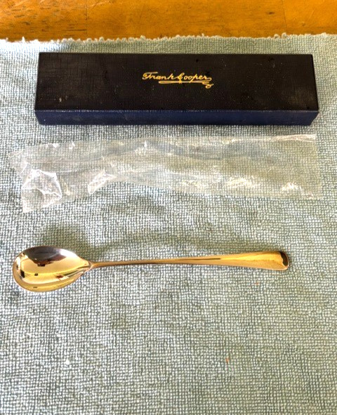 Antique Frank Cooper Limited 7-1/2″ Silverplate Spoon in Original Box EUC