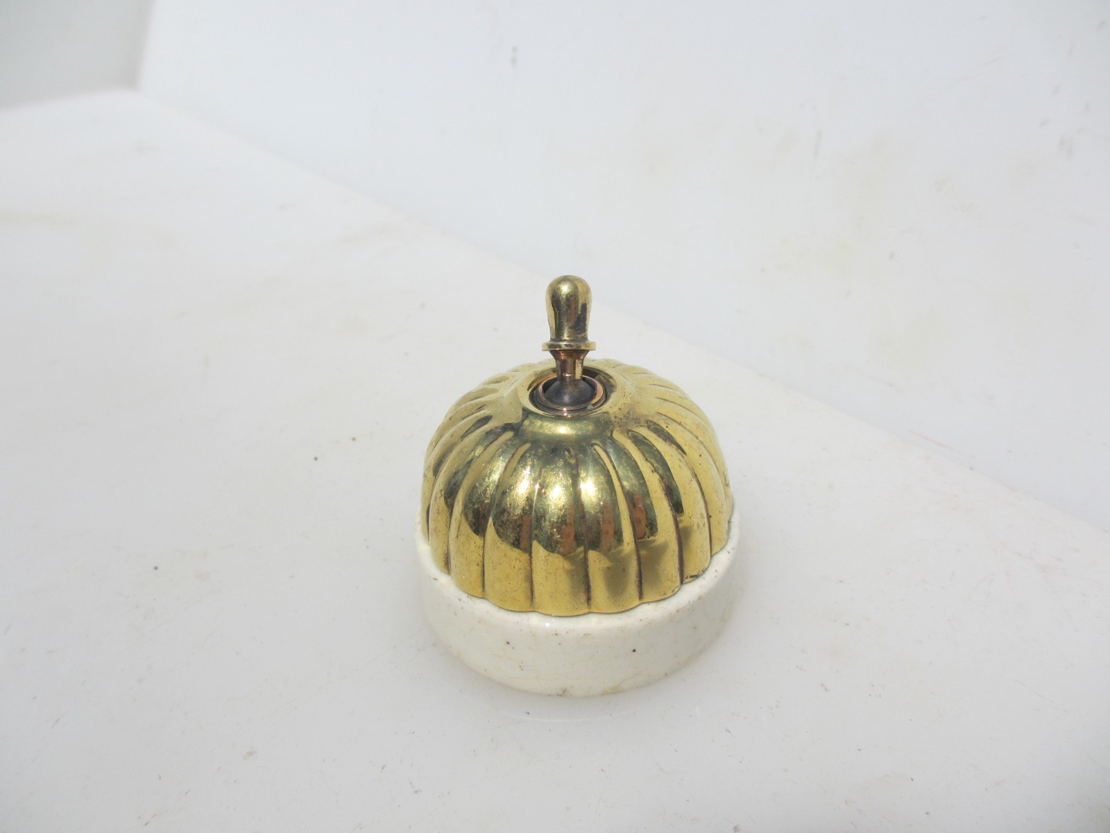 Antique Brass & Ceramic Light Switch Old Dolly Toggle Victorian Jelly Mould