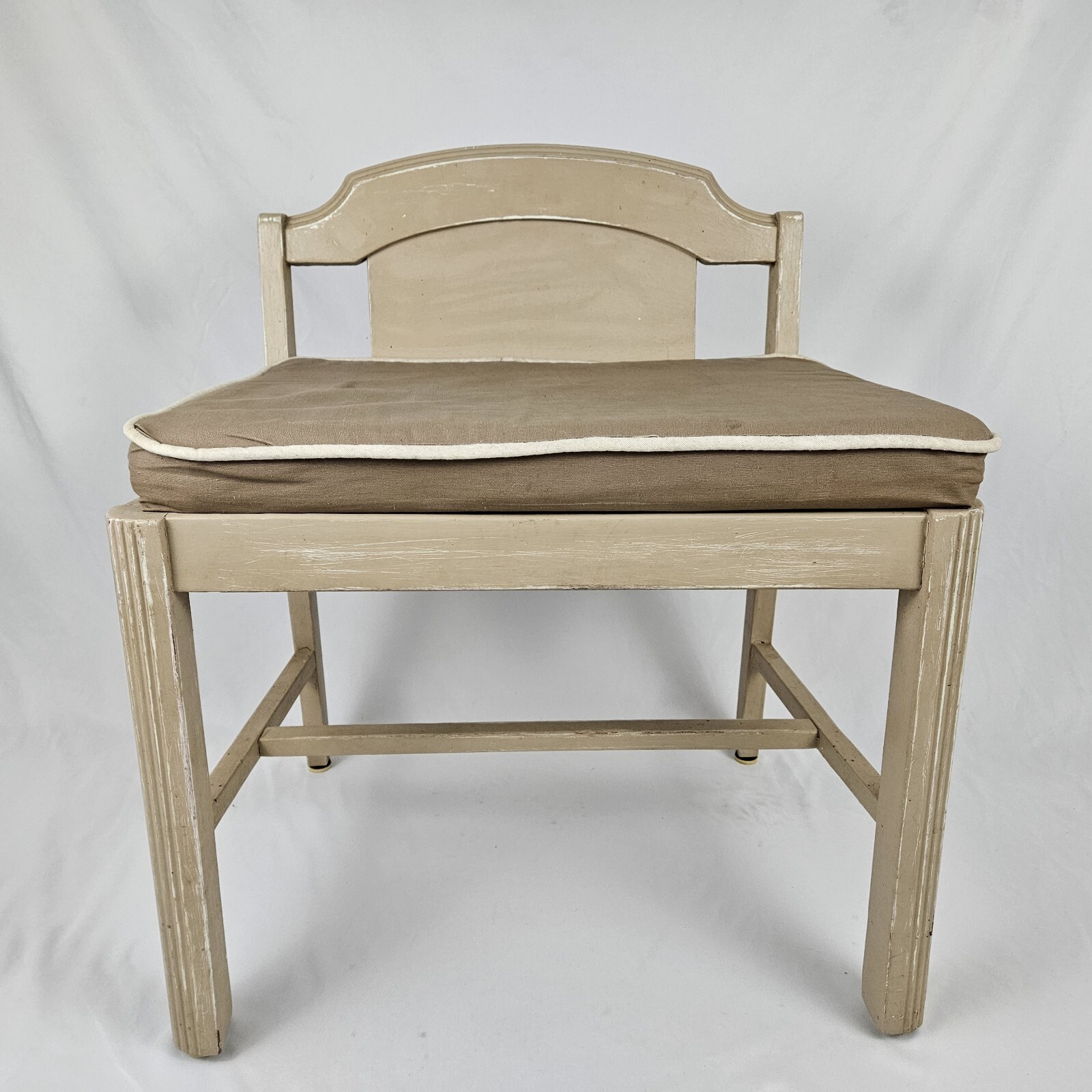 Mid-Century Vanity Bench Stool Seat Chair Wooden Upholstered Vintage Art Deco