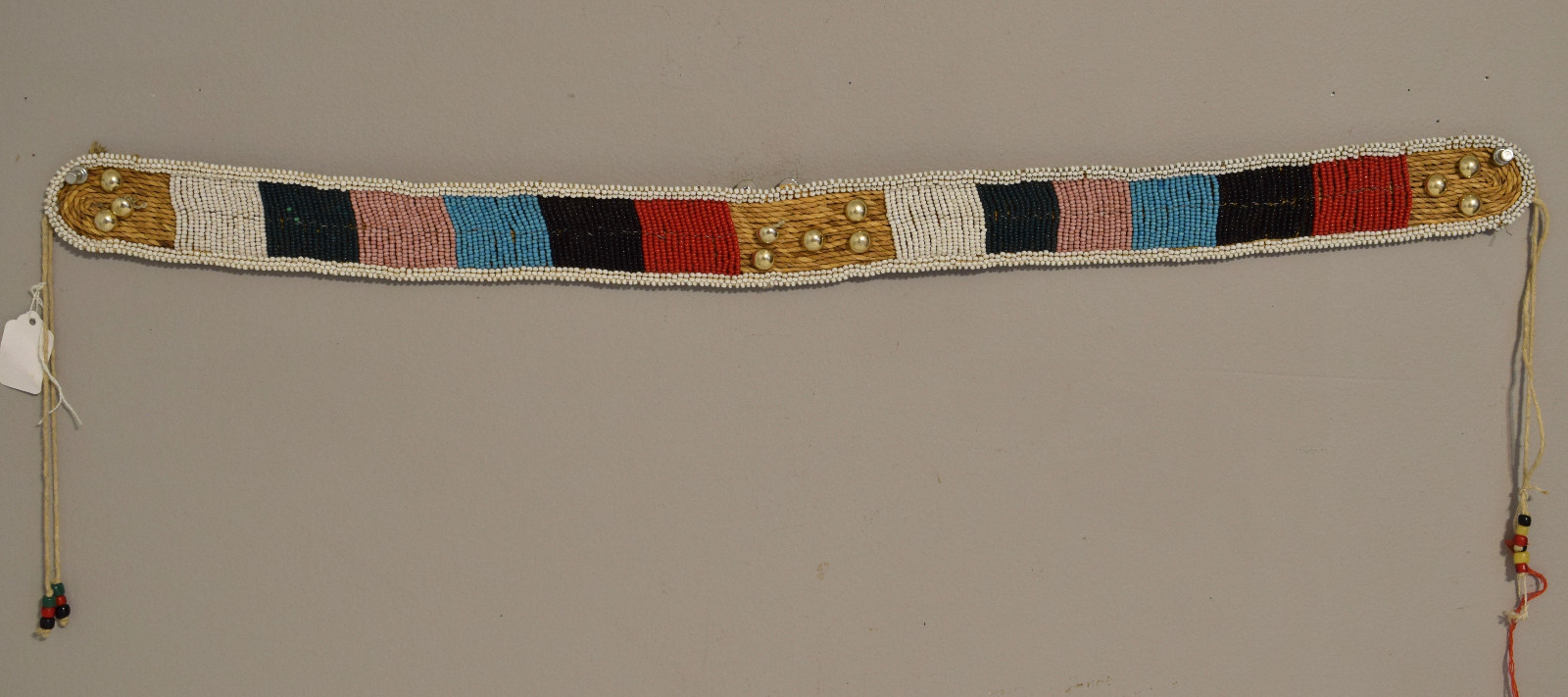 Belt African Zulu Old Woven Grass Beaded Brass Belt