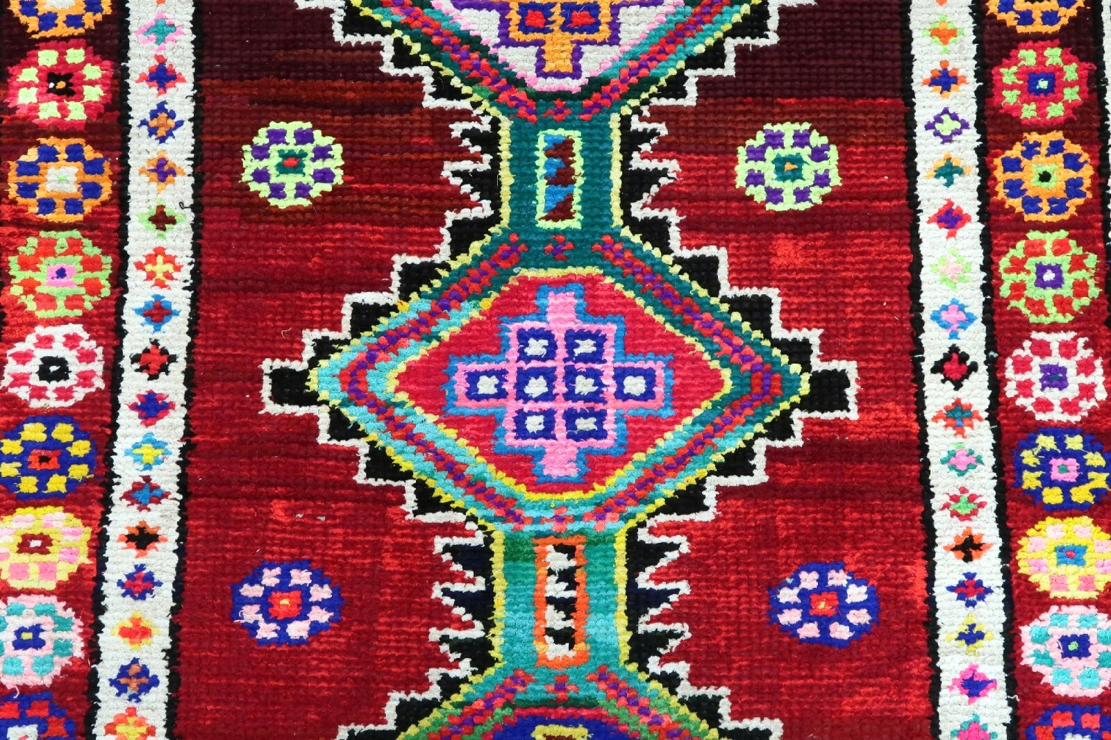 Colorfull Runner Rug, Handwoven Long Carpet Geometric Design Runner Rug 35″X143″