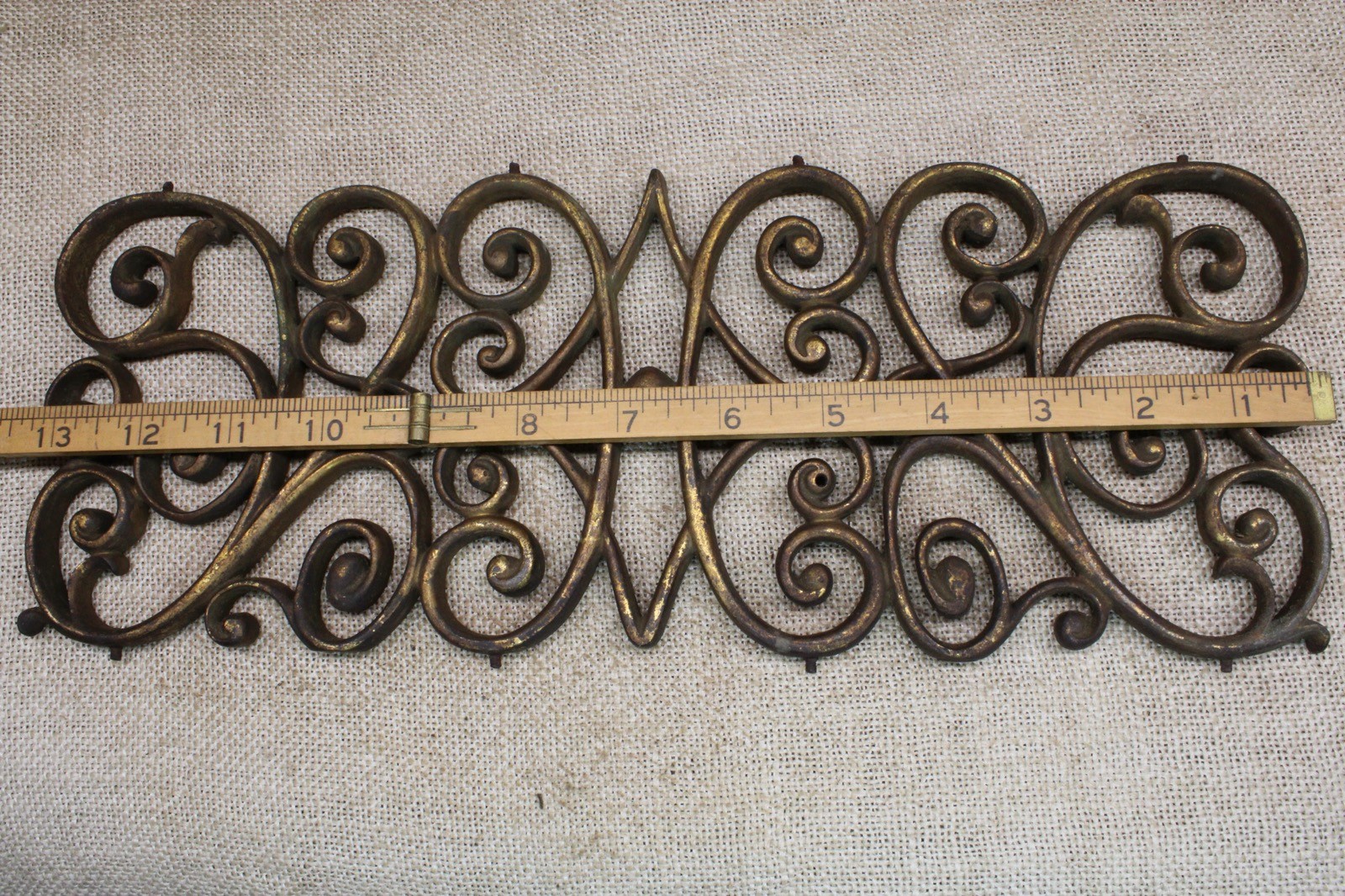 Old Brass Architectural Element Curls Vine Grill Grate Vintage 13 1/2” Cast