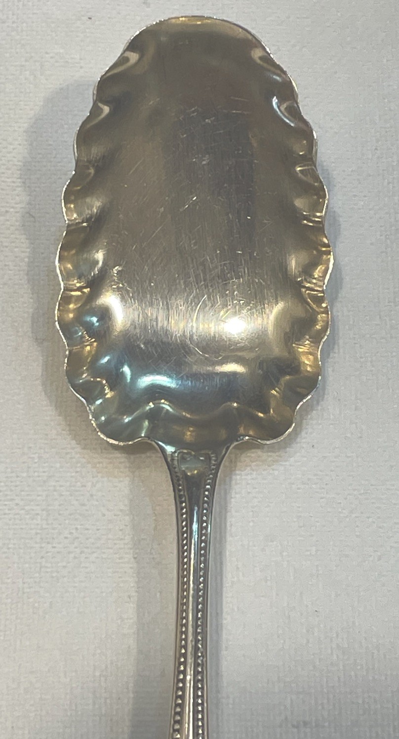 Exquisite Sterling Silver 1880 Whiting Pattern Bead 5 5/8” Fluted Jelly Spoon