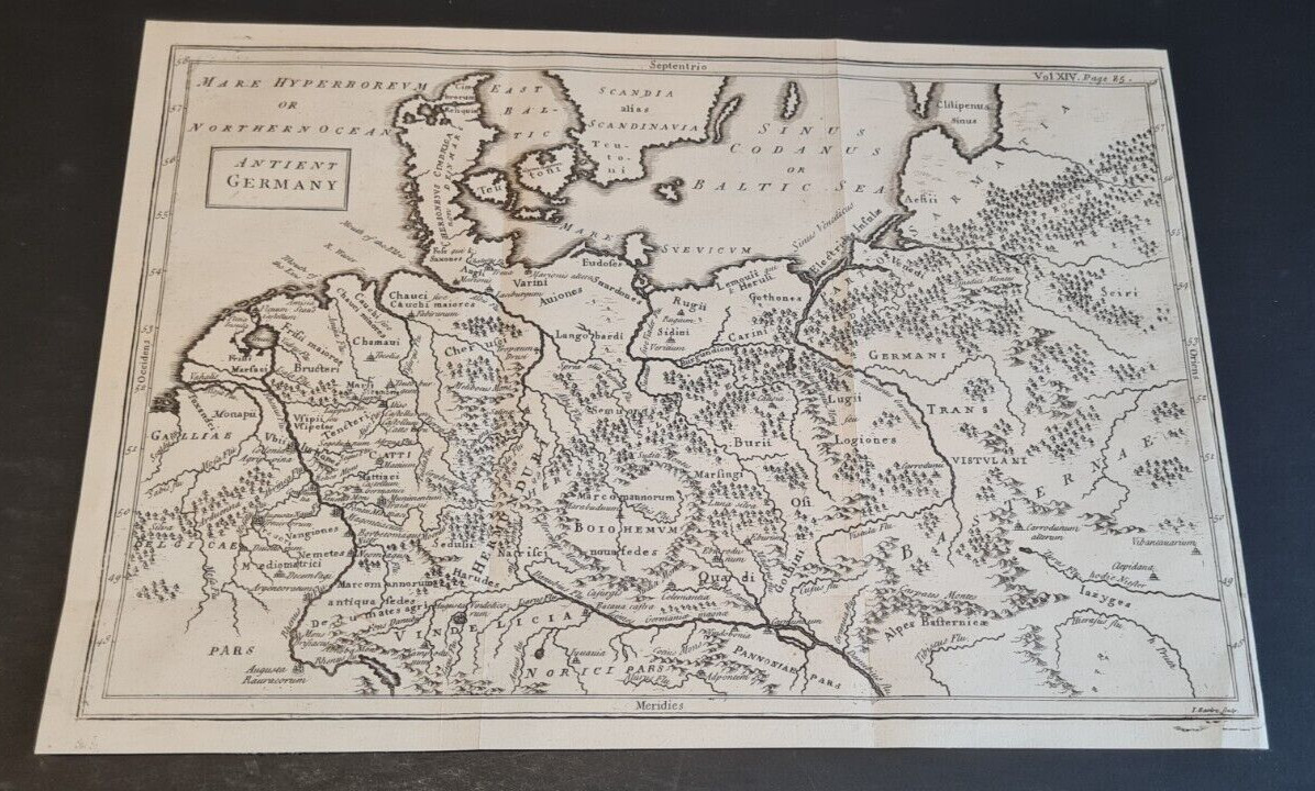 Antique (1748) historic map – Ancient Germany / Germania – Roman era