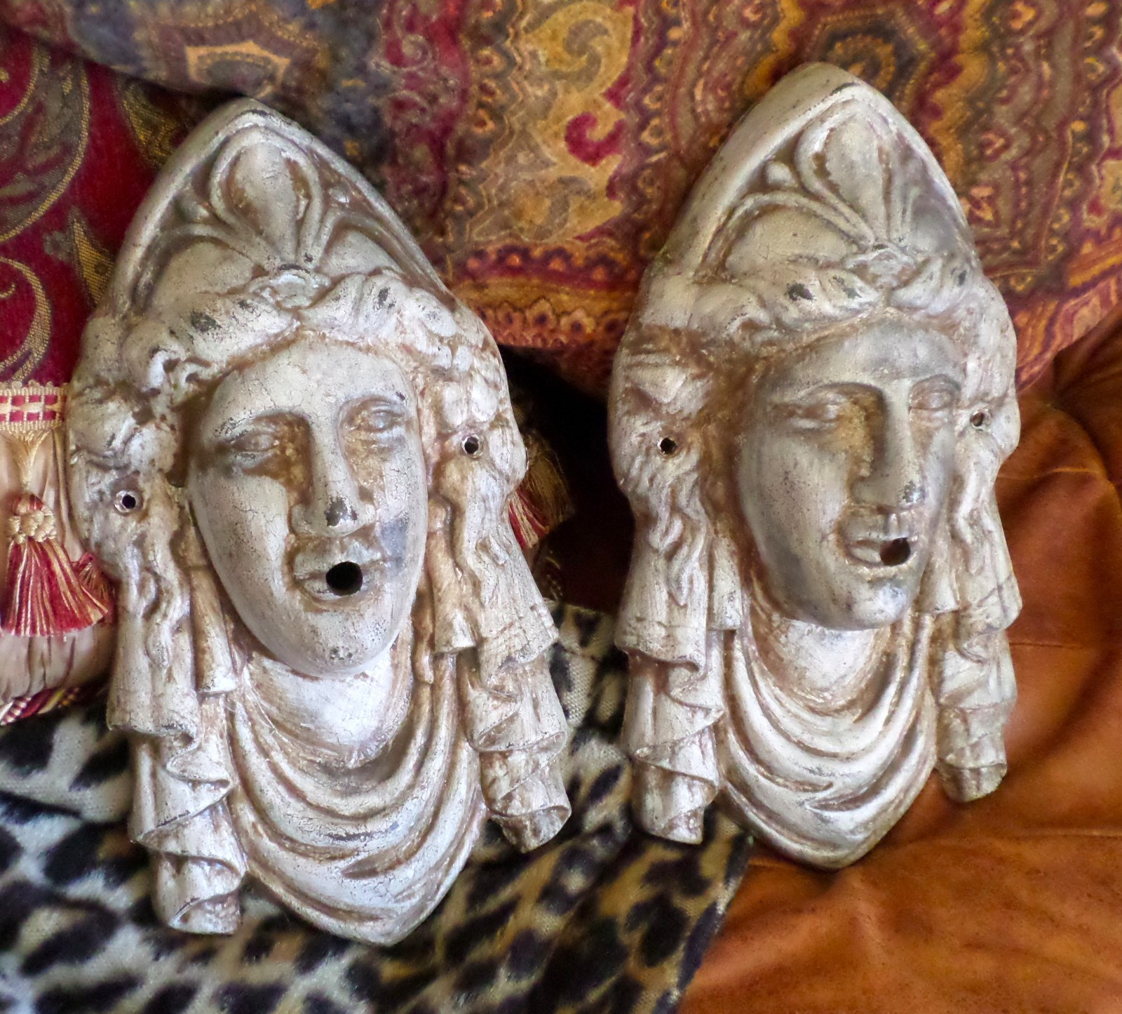 Antique Victorian Lady Liberty Neoclassical Fountain Heads Architectural Salvage