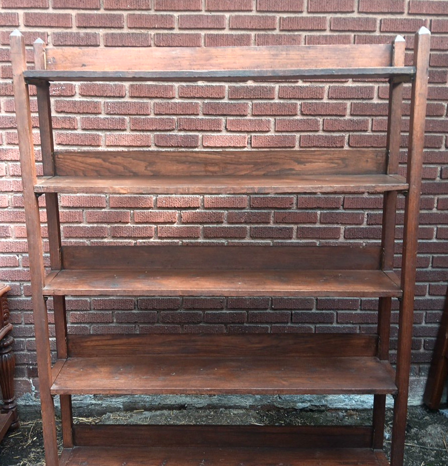 Antique National Biscuit Company Solid Oak Shelf Shelves Unit Rack Bookcase