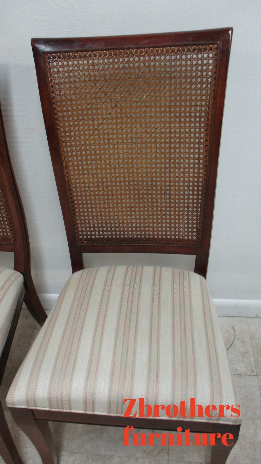 2 French Regency Cherry Cane Back Dining Room Side Chairs National Mount Airy B