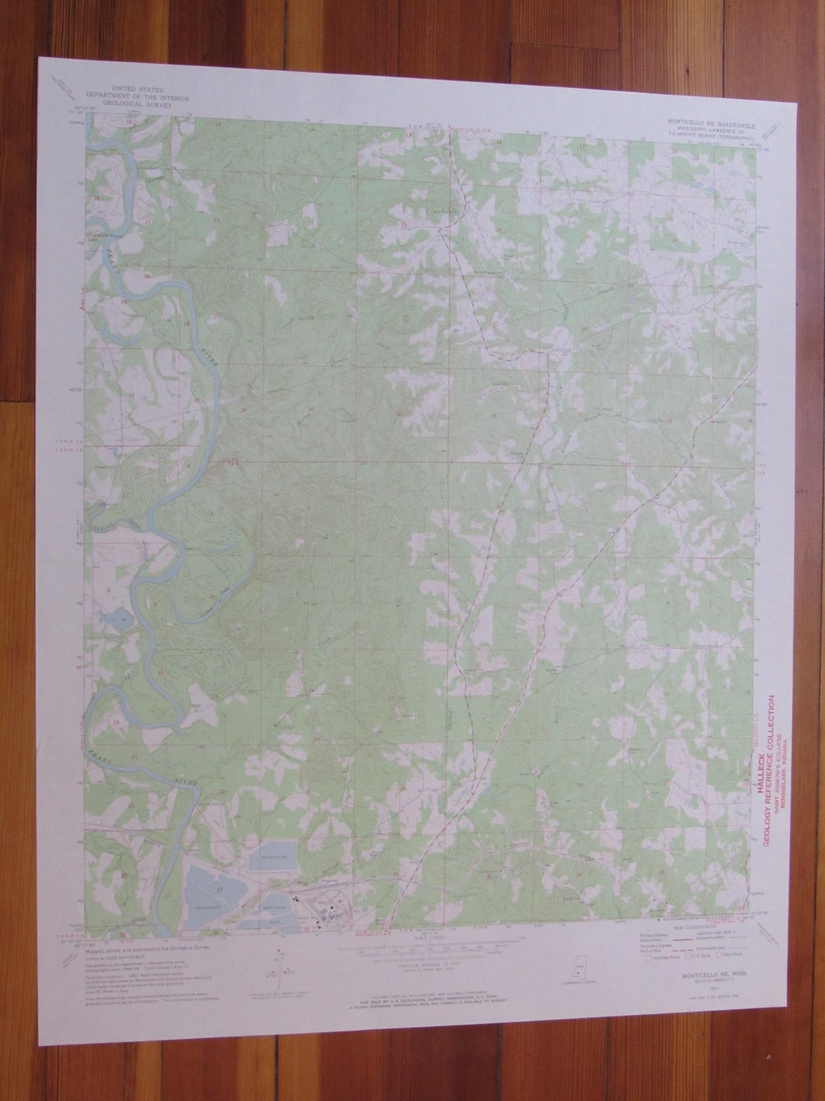 Monticello NE Mississippi 1973 Original Vintage USGS Topo Map