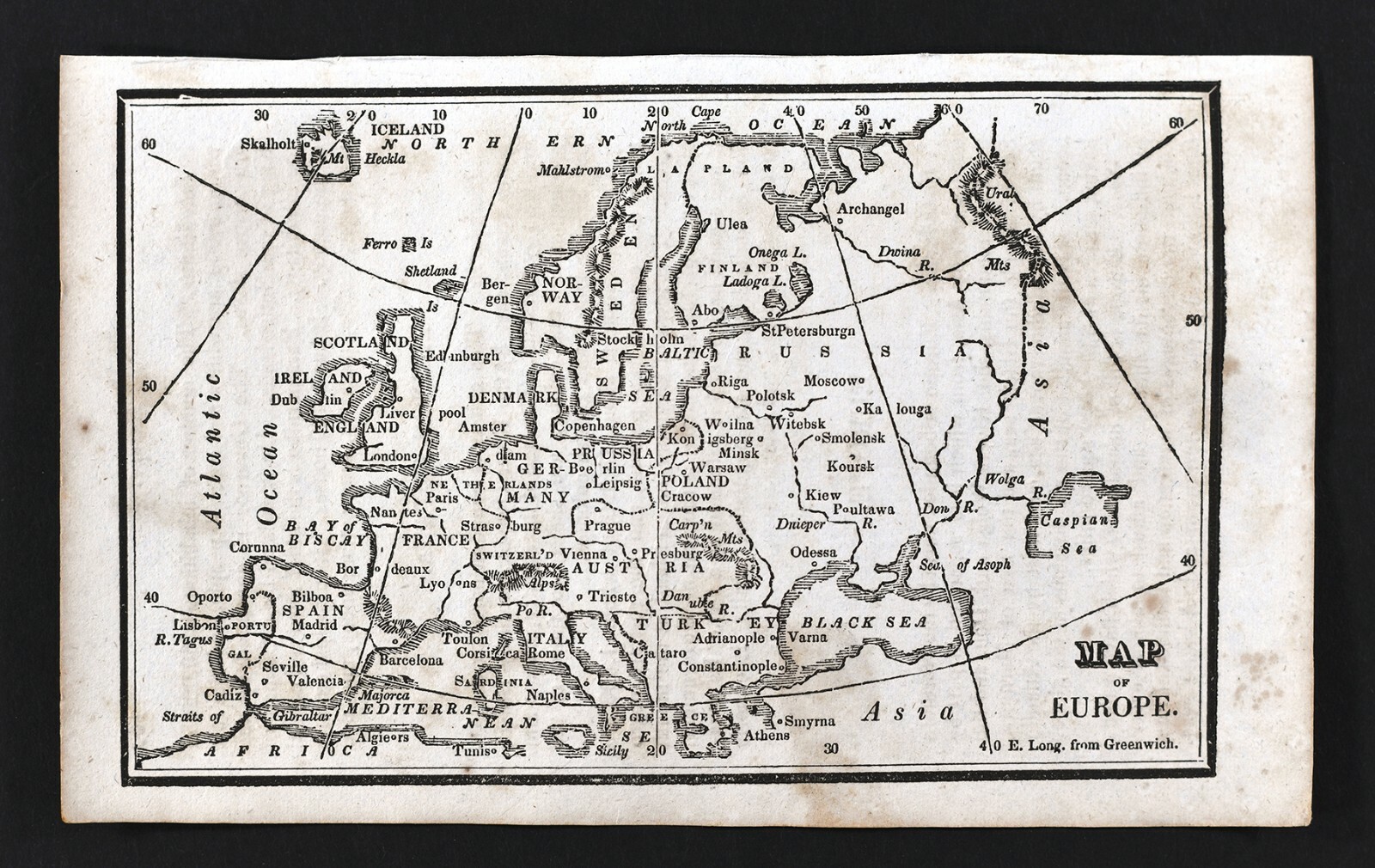 1830 Nathan Hale Map Europe Spain Portugal France England Germany Italy Sweden