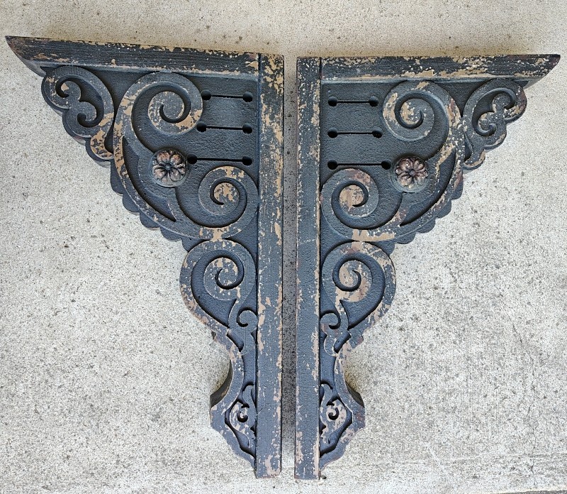 PAIR Beautiful Vintage Large Victorian Style Corbels Shelf Counter Brackets 26″