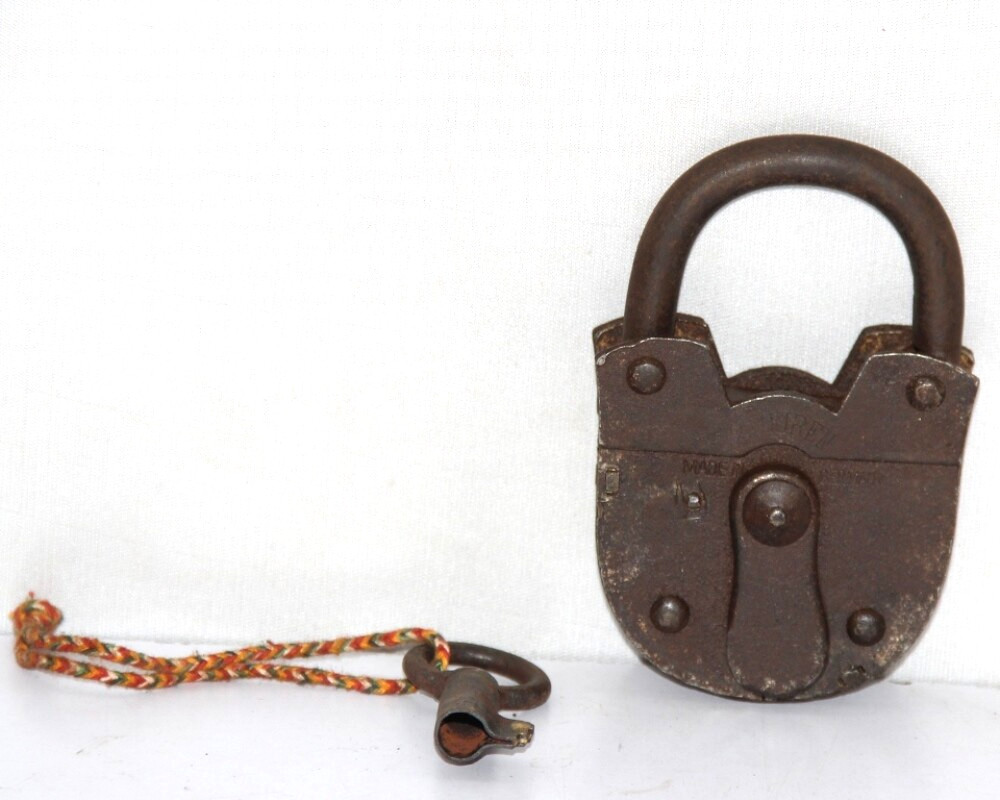 Antique Iron German Lock With 1 Key Unique Handcrafted Original, Germany