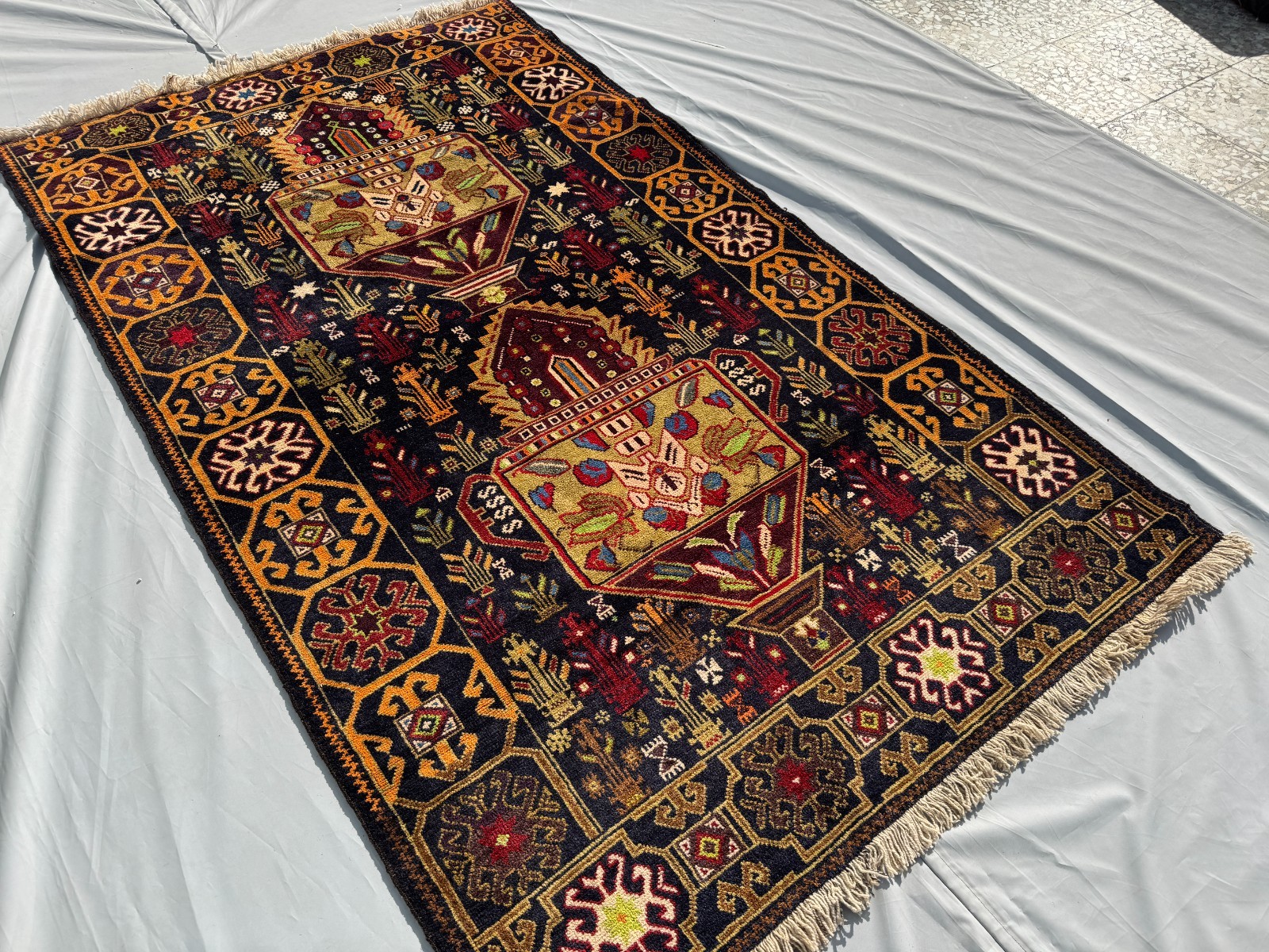 4×6 Ft Afghan Handmade Vintage Area Rug Tribal Baluchi Geometric Turkish Carpet