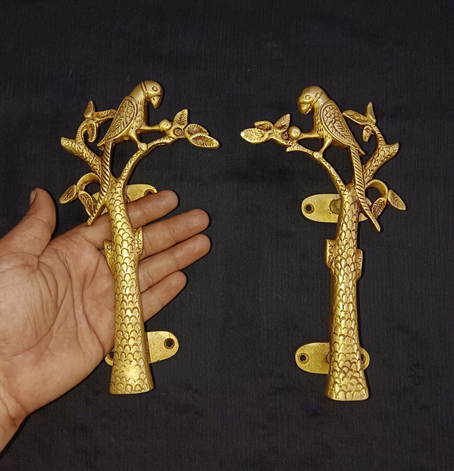 Macaw Bird with Tree Door Handle Set 8.0″ Inches Brass Parrot Outdoor Pull CA579