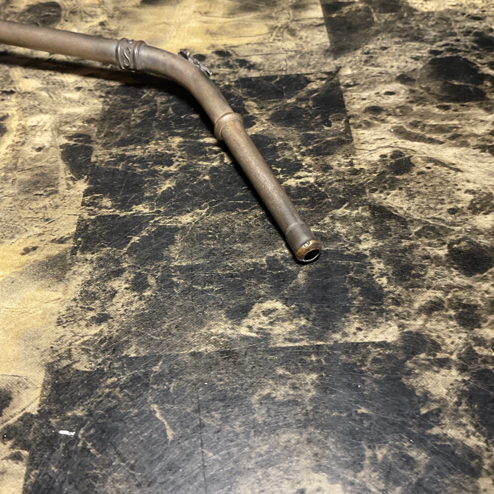 Antique Traditional Chinese Brass Etched Water Smoking Pipe With Makers Mark