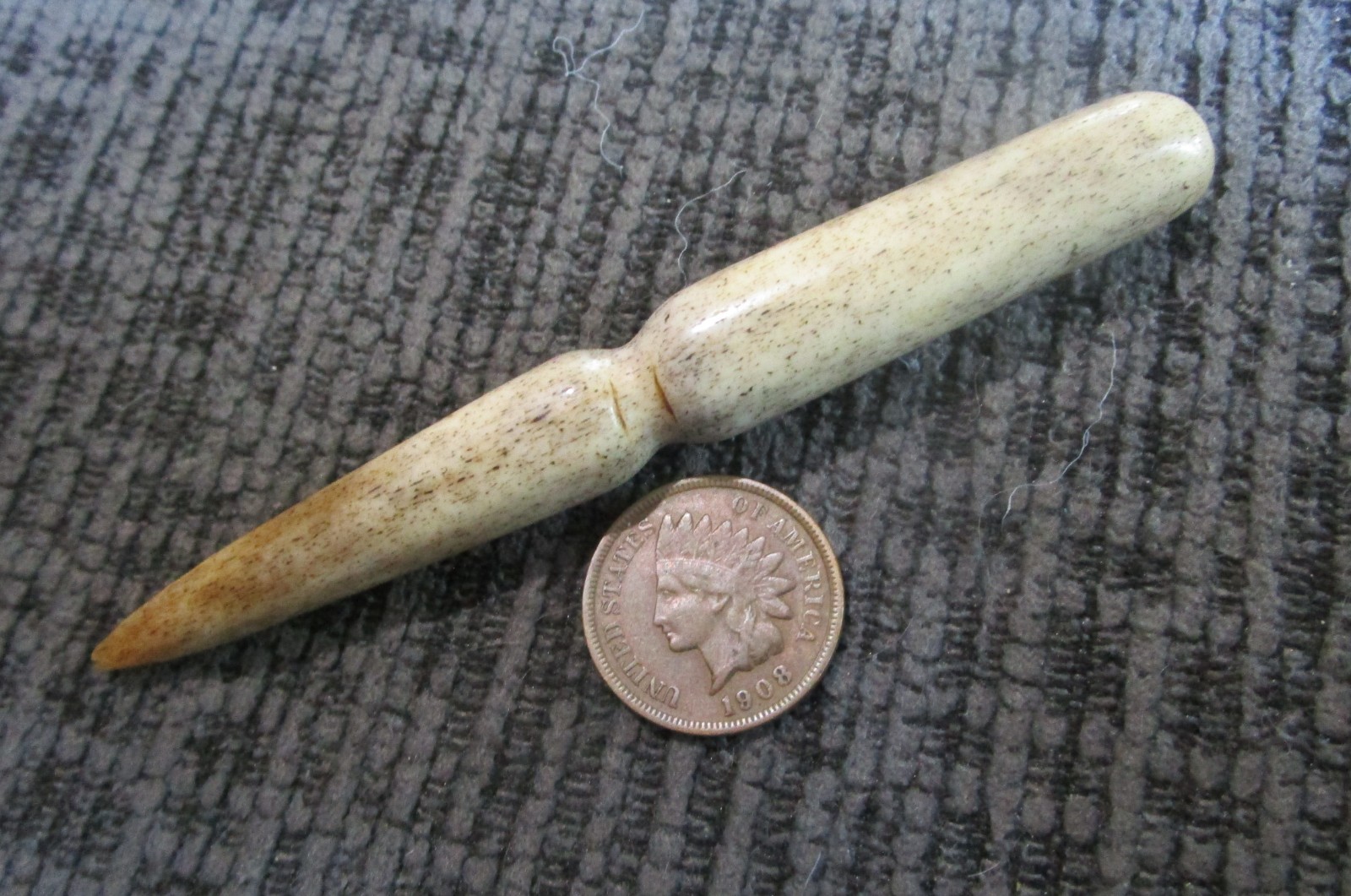 GEM antique ANTLER or BONE CORN HUSKING PEG High Polish Possibly Native American
