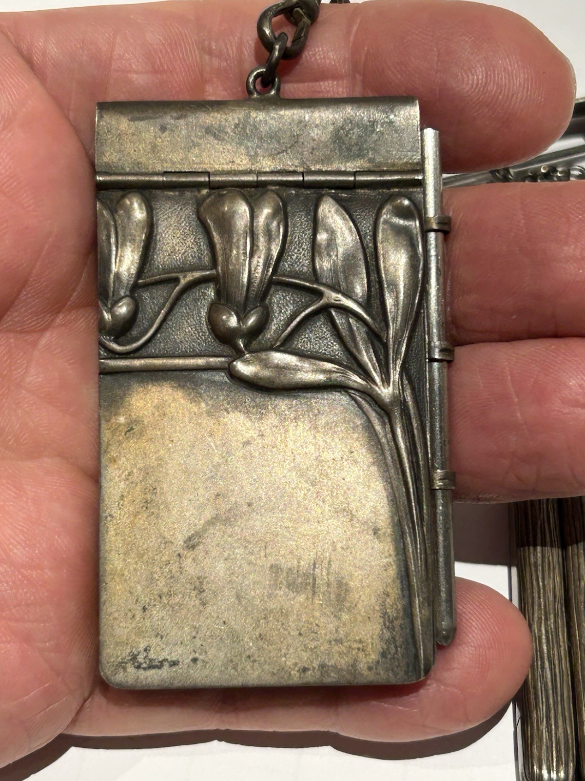 FINE VICTORIAN SOLID 800 SILVER ART NOUVEAU CHATELAINE GERMAN SIGNED EXCELLENT