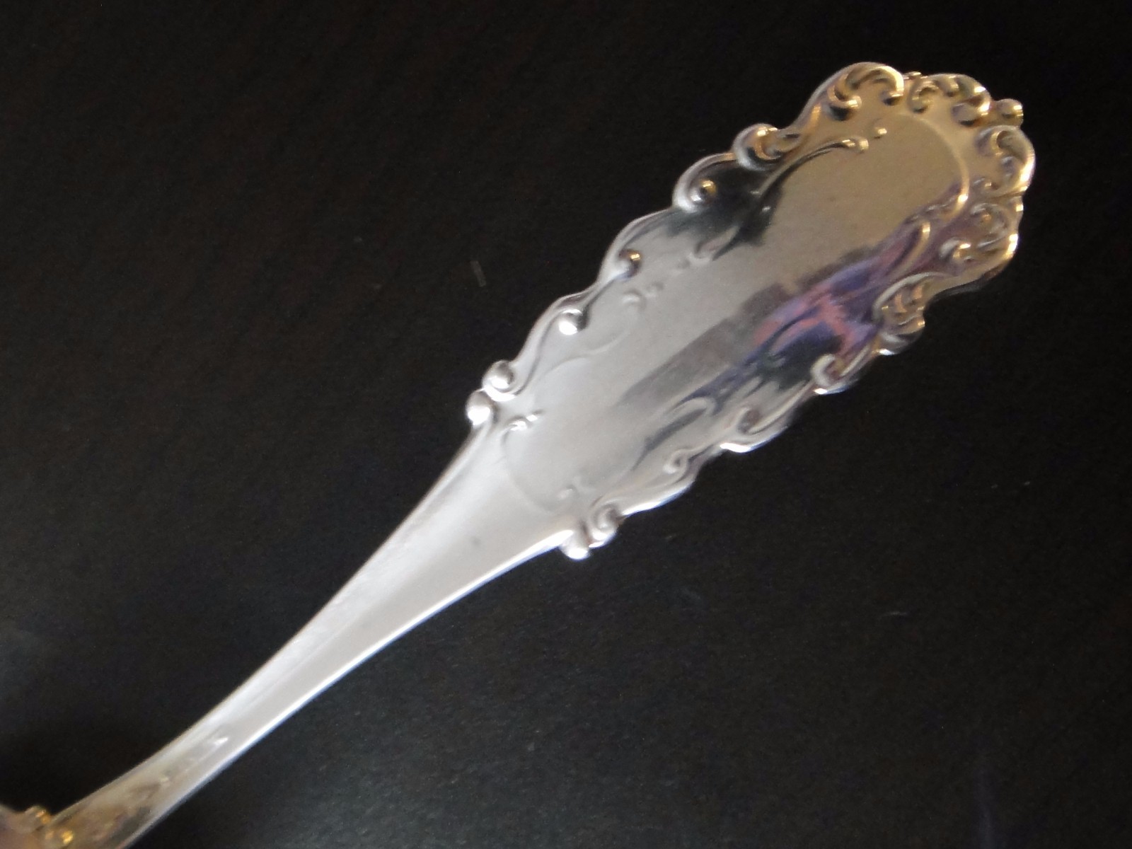 Antique 5″ Sterling Souvenir Spoon Goldwash Bowl with decorative “Chanute Kans”
