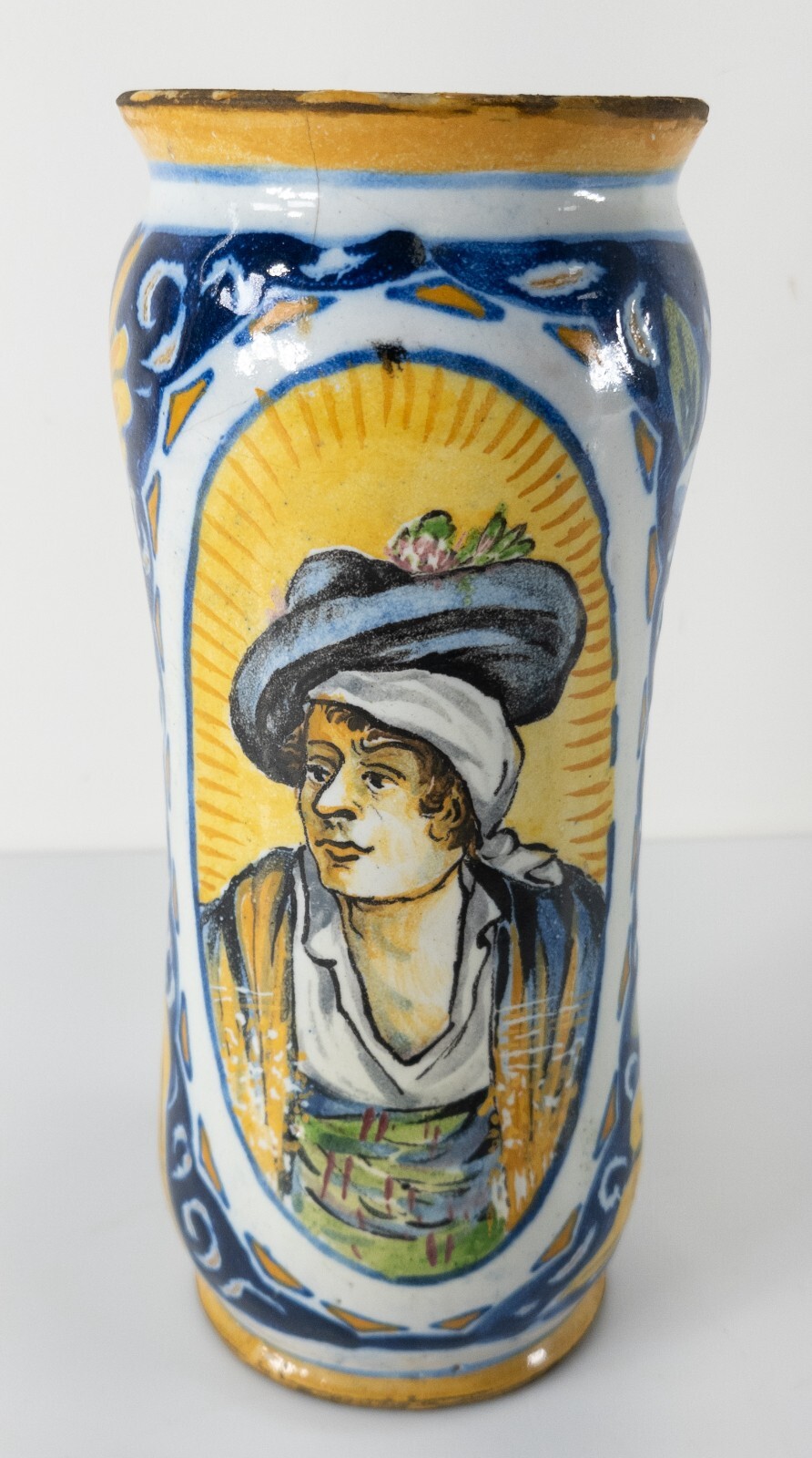 Antique 19th Century Italian Majolica Maiolica Faience Albarello Drug Jar