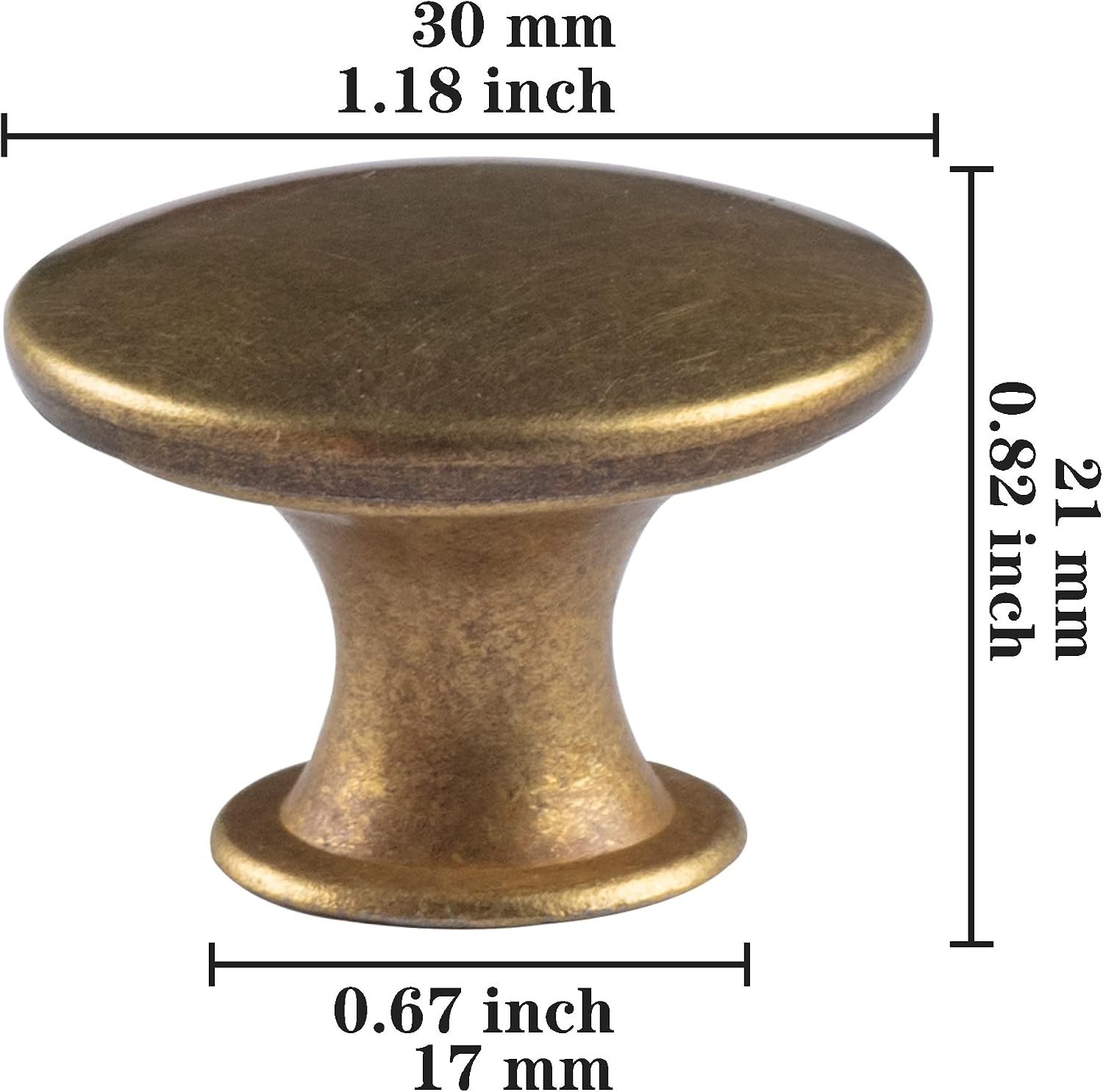 Classic Round Antique Brass Drawer Pulls – 10 Pack Lightweight Knobs with Screws