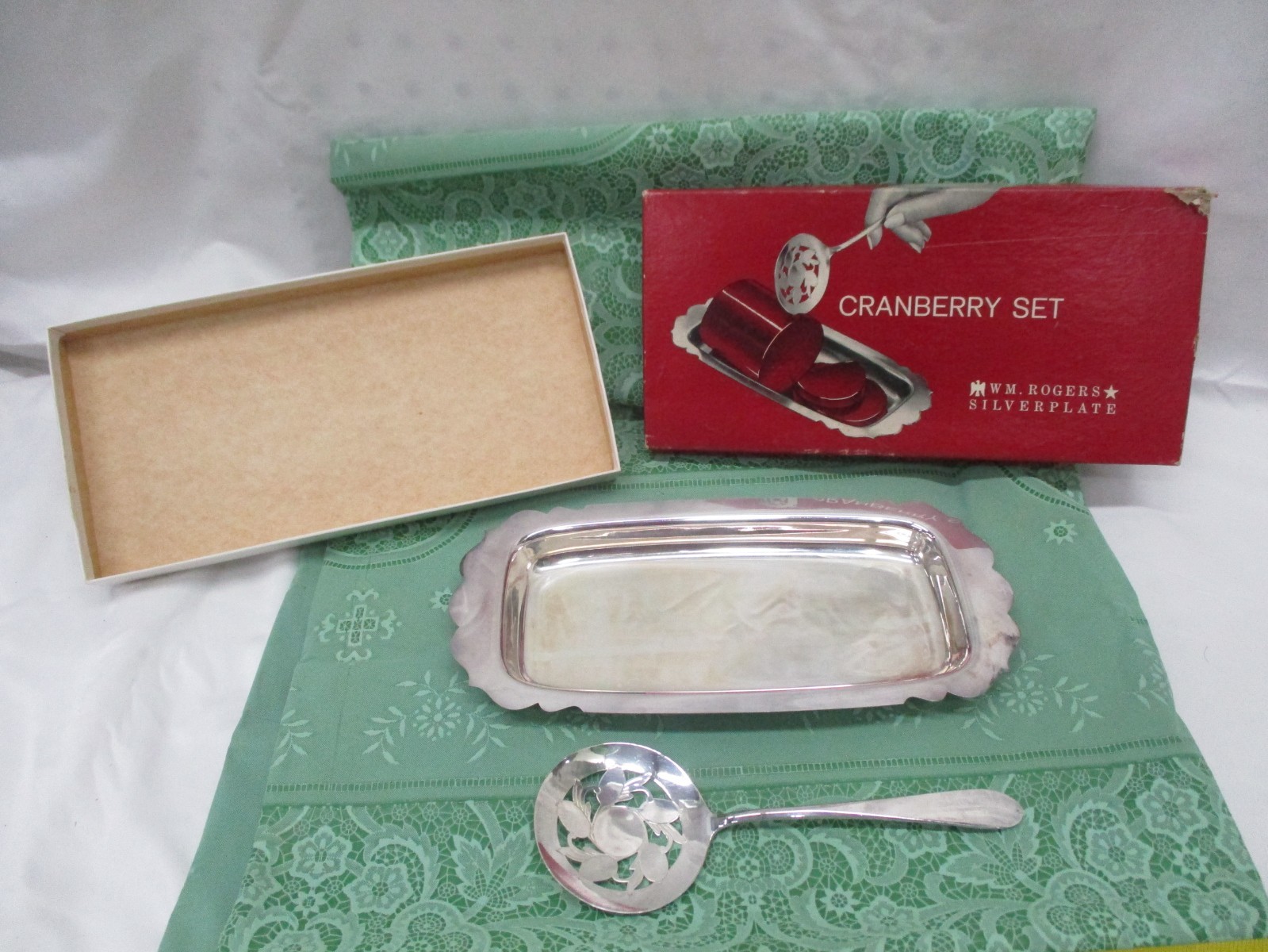 Vintage Silver Plate Cranberry Set WM Rogers and Original Box