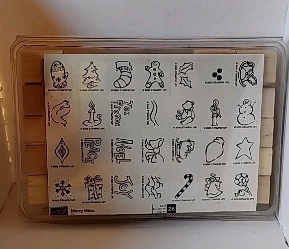 VINTAGE 2005 🎀MERRY MINIS RUBBER STAMPS BY STAMPIN UP 🎀SET OF 28 RETIRED NEW