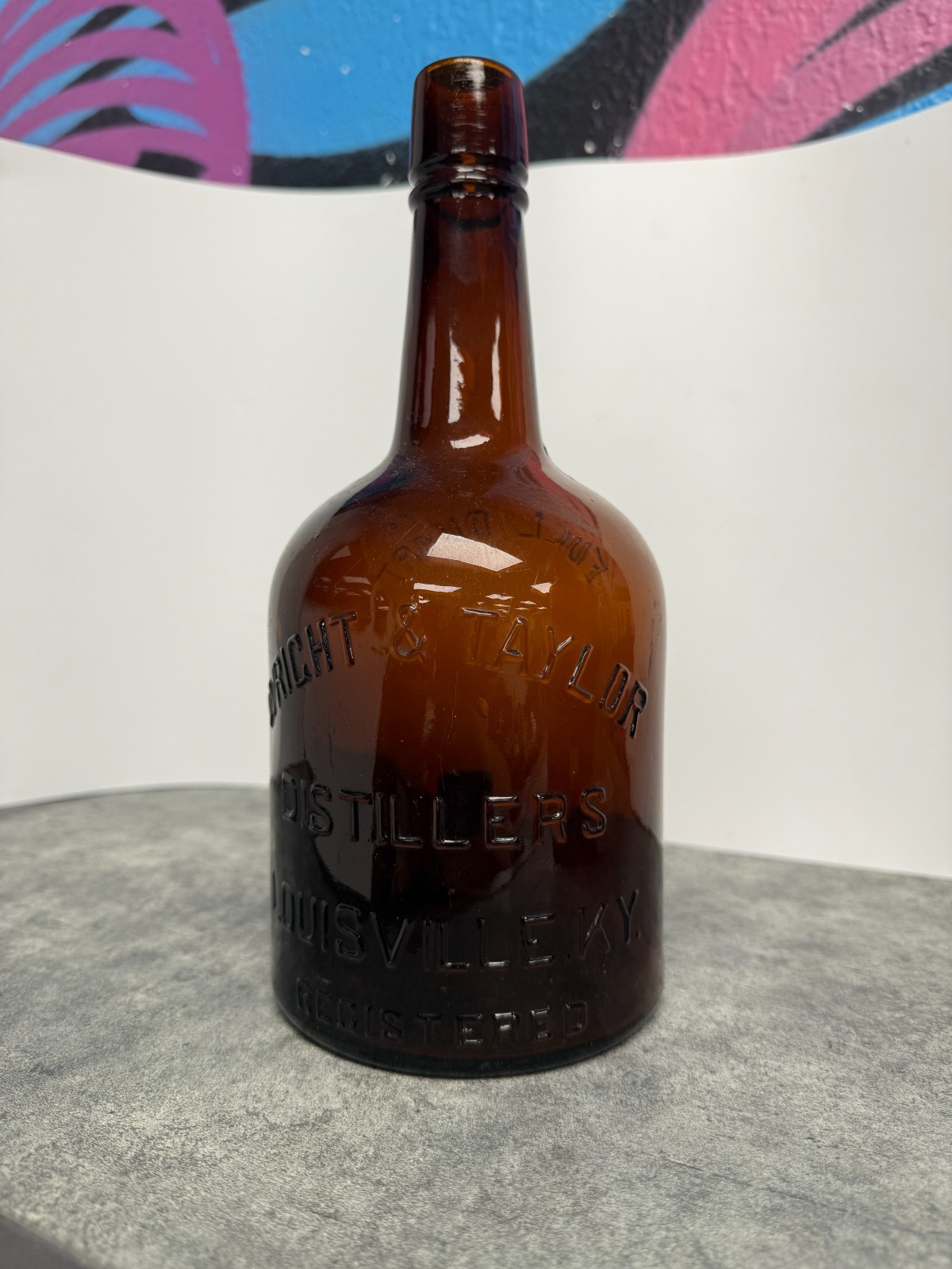 Antique Bright & Taylor Louisville KY Amber Whiskey Bottle – One Full Quart