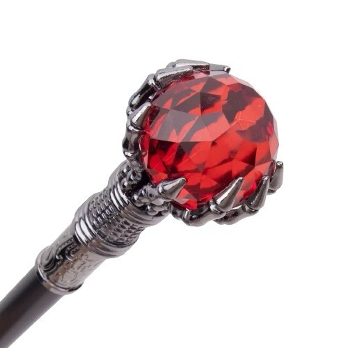 Steampunk Silver Clasp Red Artificial Ball Handle Cane/Walking Stick 93cm New