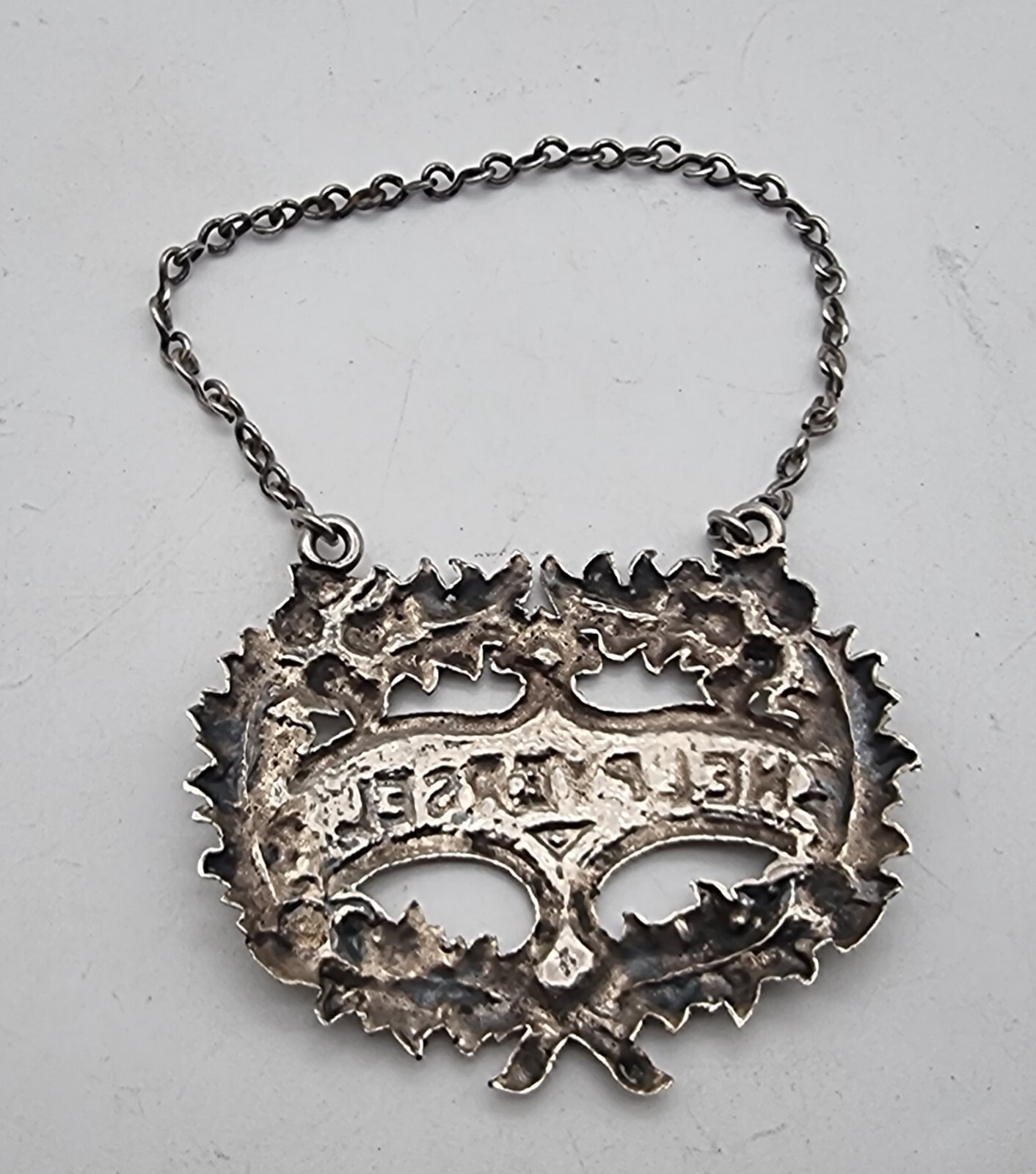 NICE SILVER PLATE SCOTTISH NOVELTY HELPYERSEL BOTTLE LABEL CIRCA 1850