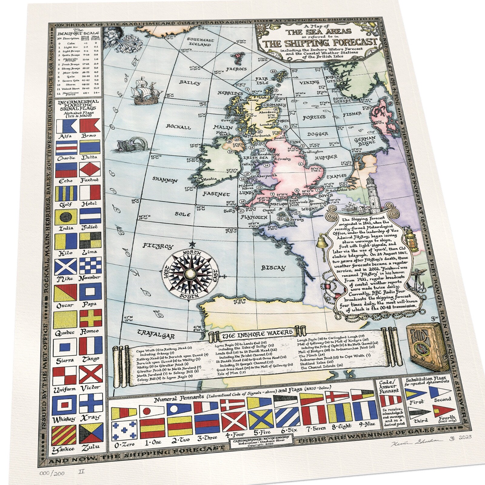 Colour Shipping Forecast Map – Fine Art Prints by Manuscript Maps