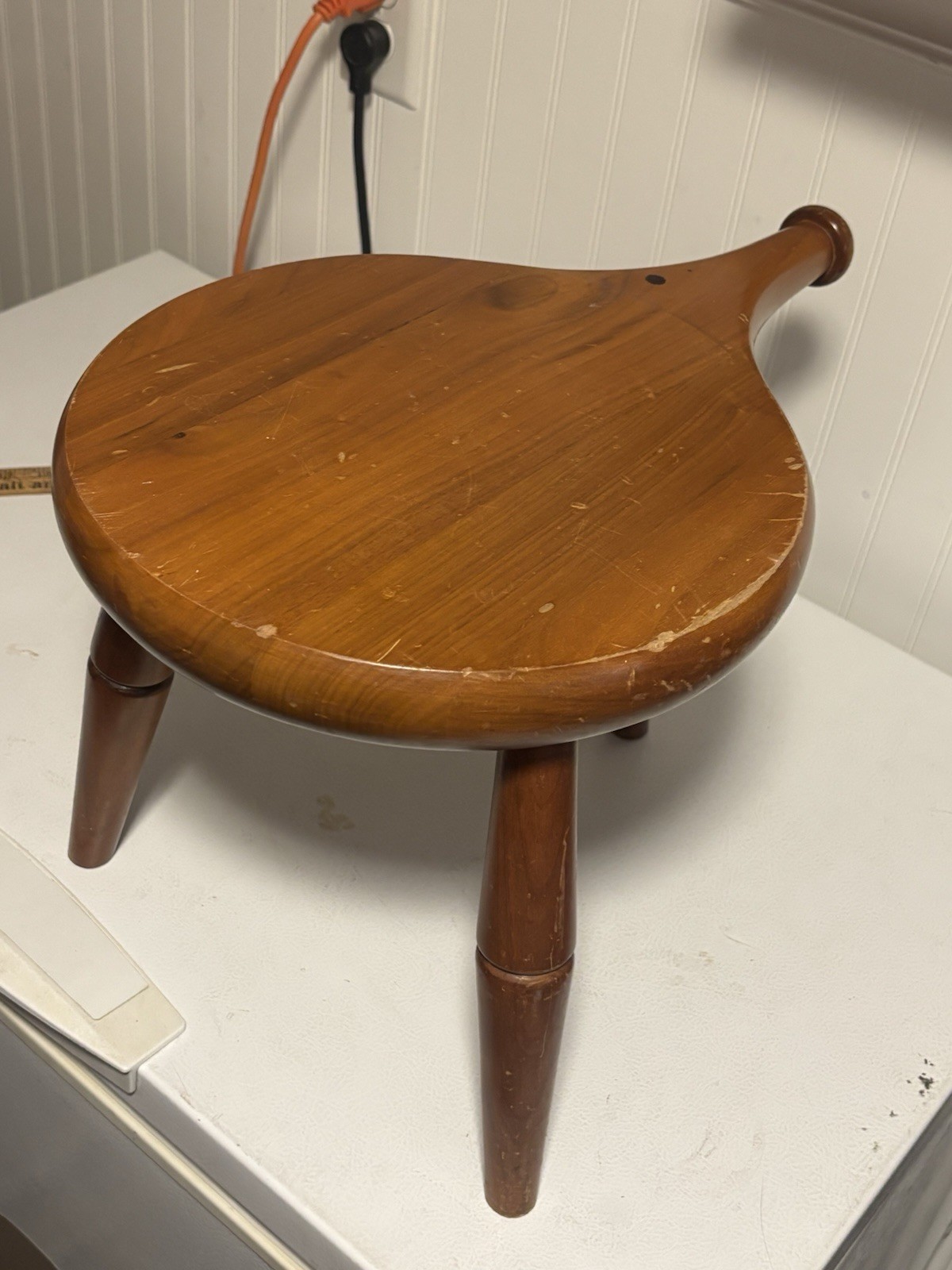 Vintage 3 Legged wooden Milking Stool #340 by Amana Handmade Furniture 1971 WOW!