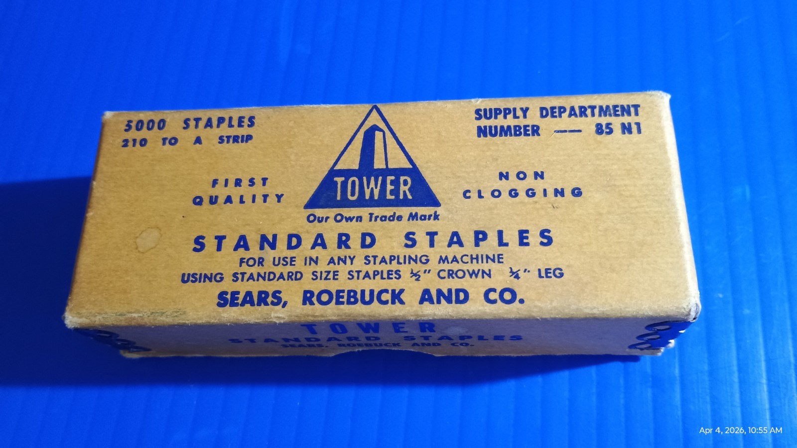 Sears, Roebuck & Co. Tower Collector Staple Box #85 N1 (No Staples)