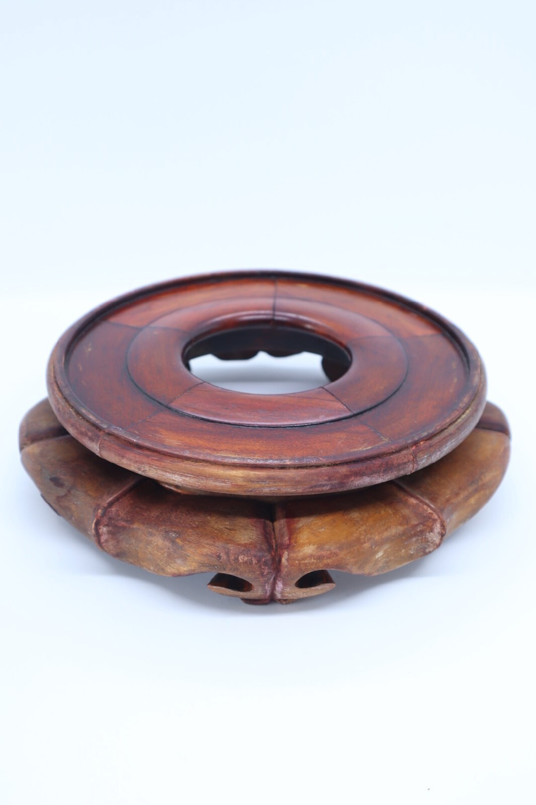 Vintage Old Chinese Carved Wooden Vase or Bowl Stand, Inner diameter 15.2cm