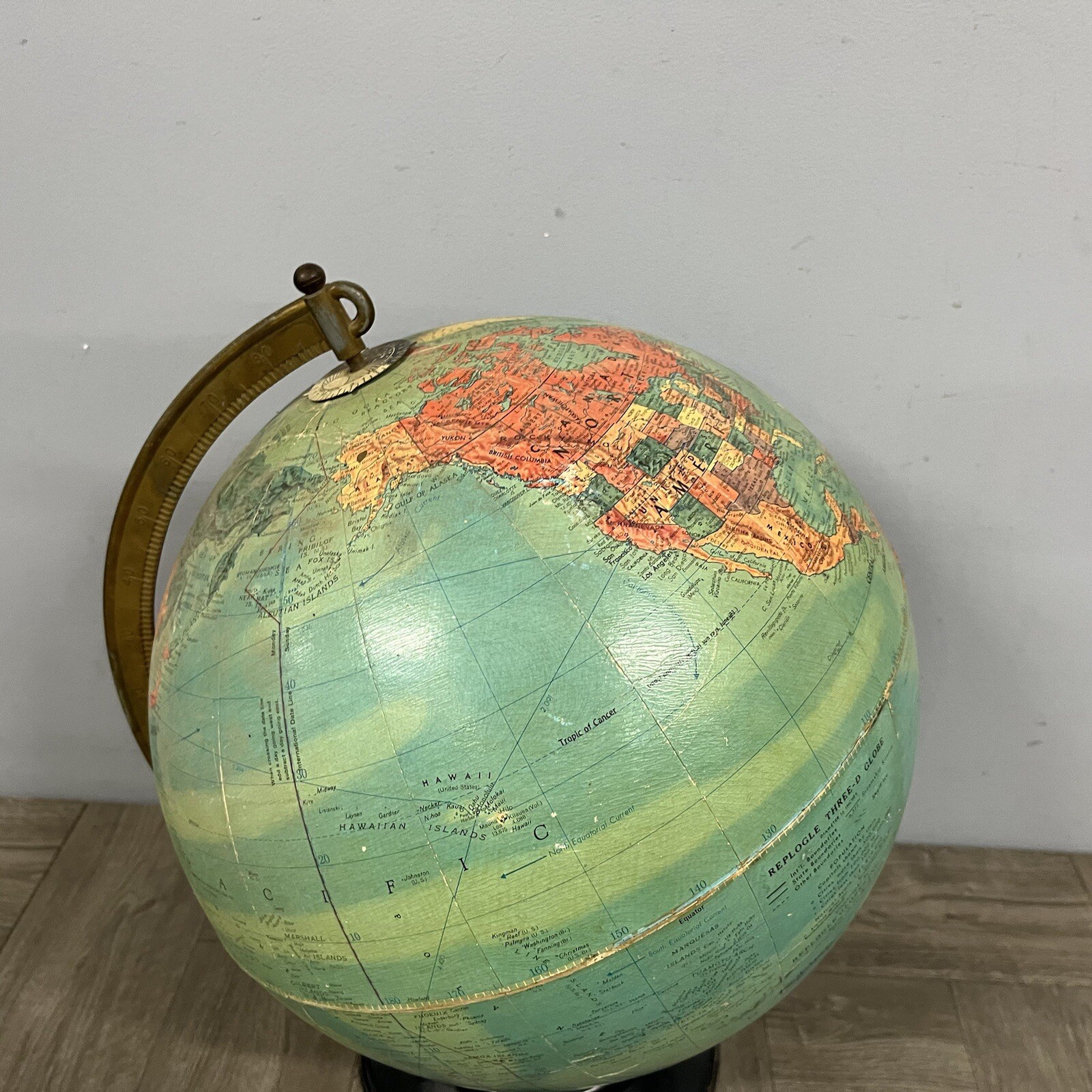 Vintage Replogle World Ocean Current Series 12″ Globe Rotating Axis Pre 1980s