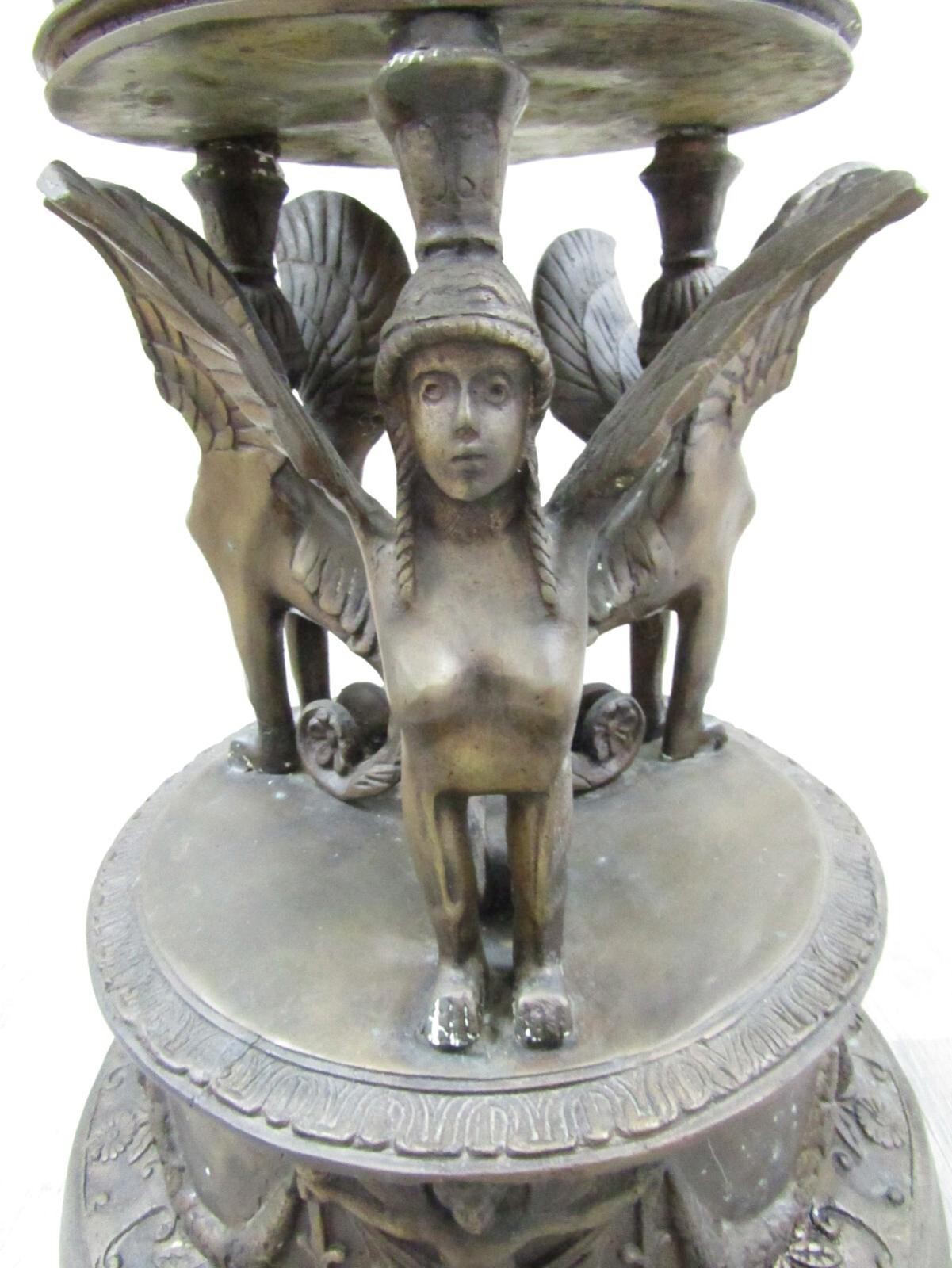 French Empire Style Bronze Jardiniere with Female Griffons and Cherubs 30″ Tall