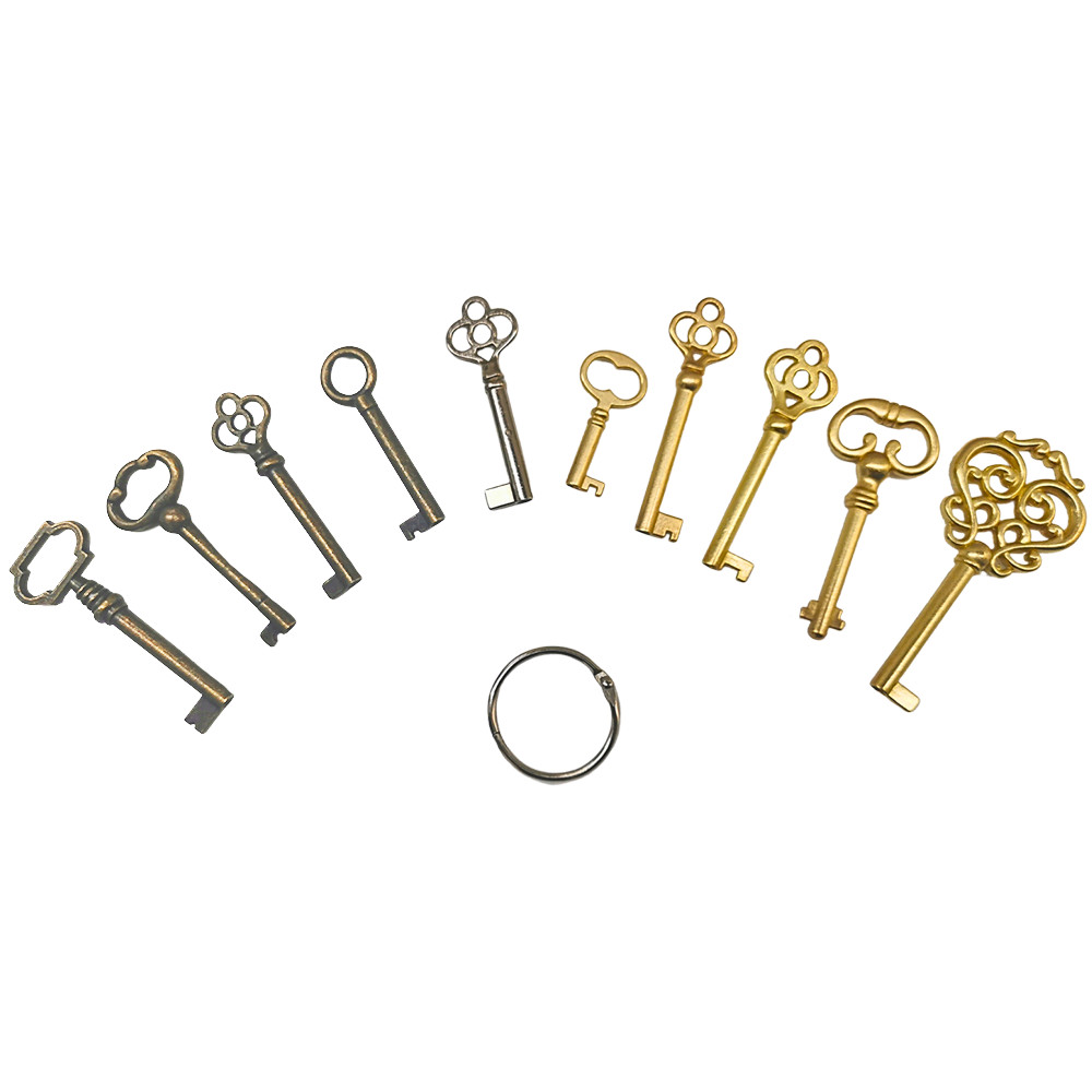 10 Keys Vintage Antique Skeleton Keys Set for Furniture Cabinet Door Drawer Keys