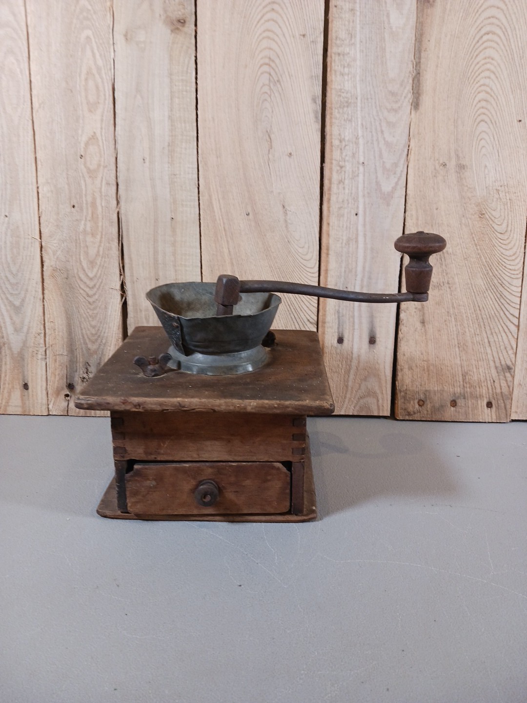 Antique Primitive Coffee Grinder Works! Hand Crank