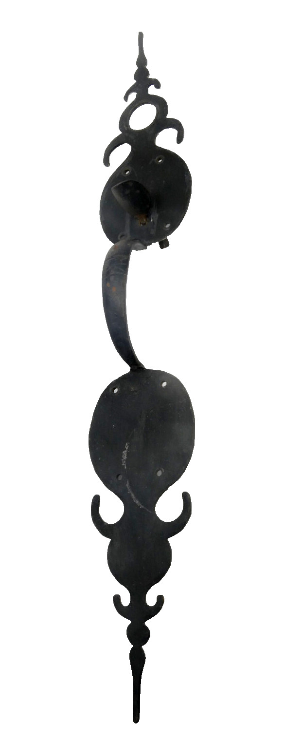 Large Handmade Metal Wrought Iron Black Ornate Grand Door Handle Part