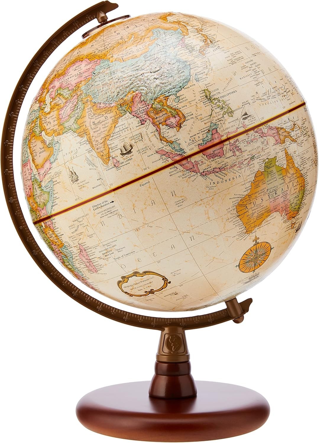 Replogle Quincy 9″ Desktop World Globe – Antique Ocean, Raised Relief, New Item