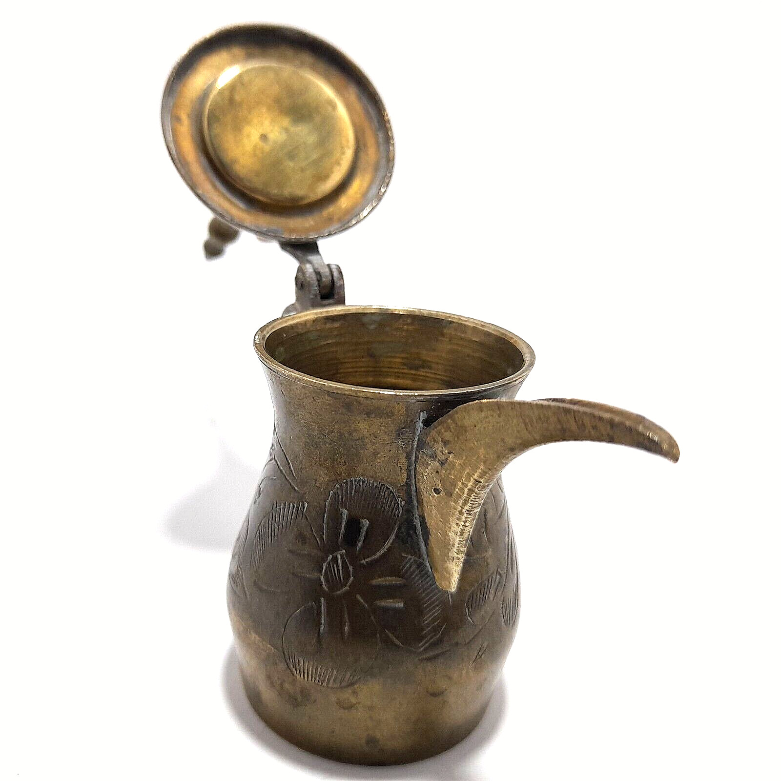 Dallah Coffee Pot Solid Brass Jar Old Mini Arabic Middle Eastern Antique